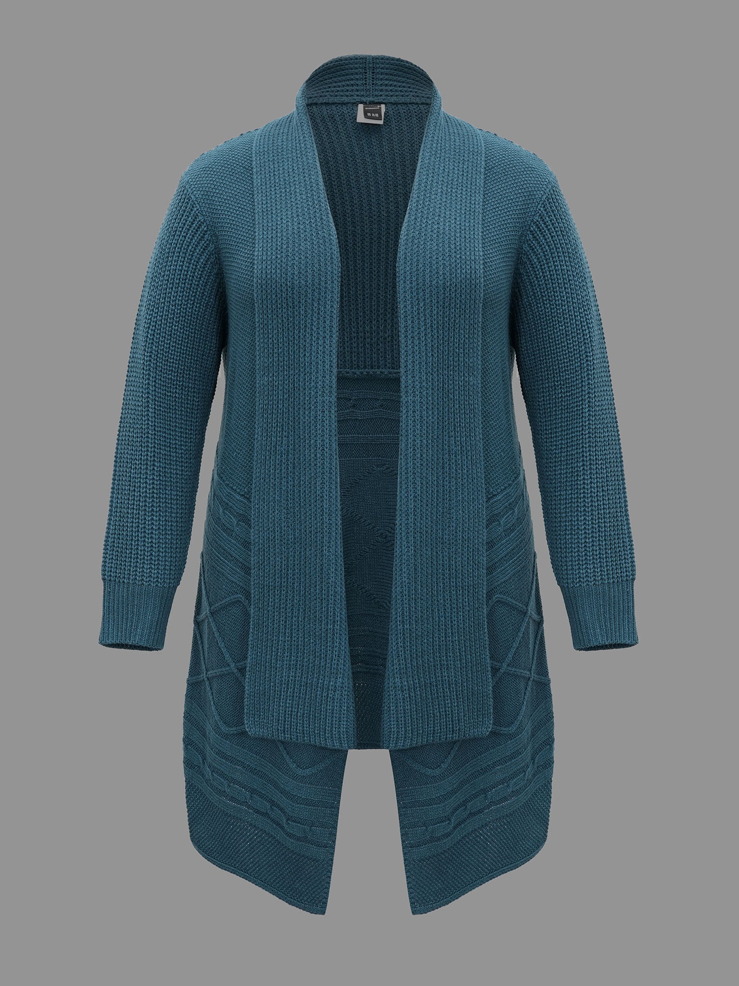 Cable Knit Asymmetrical Hem Open-Front Cardigan - Image 8
