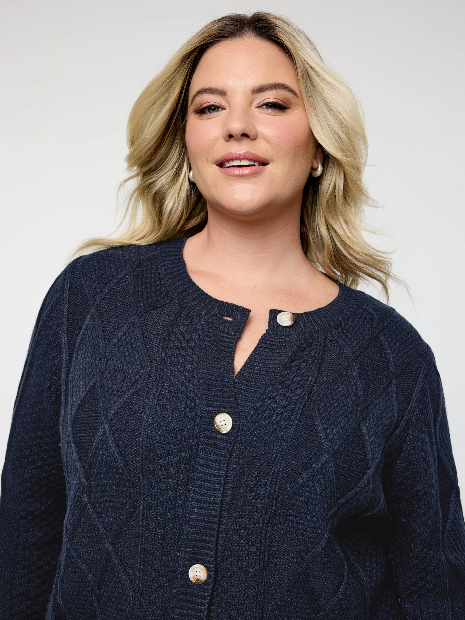 Cable Knit Button Pockets Cardigan - Image 2
