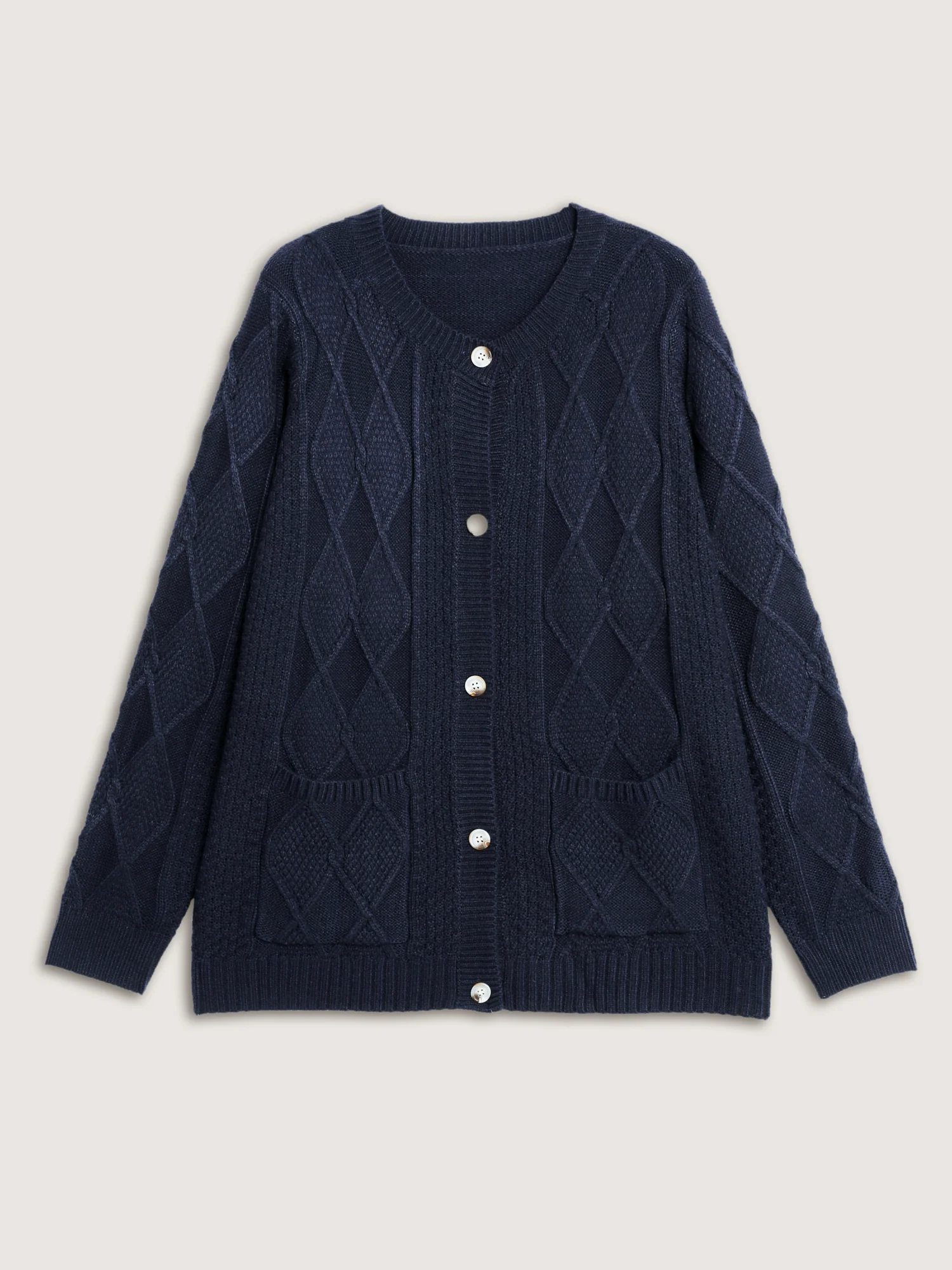 Cable Knit Button Pockets Cardigan - Image 6