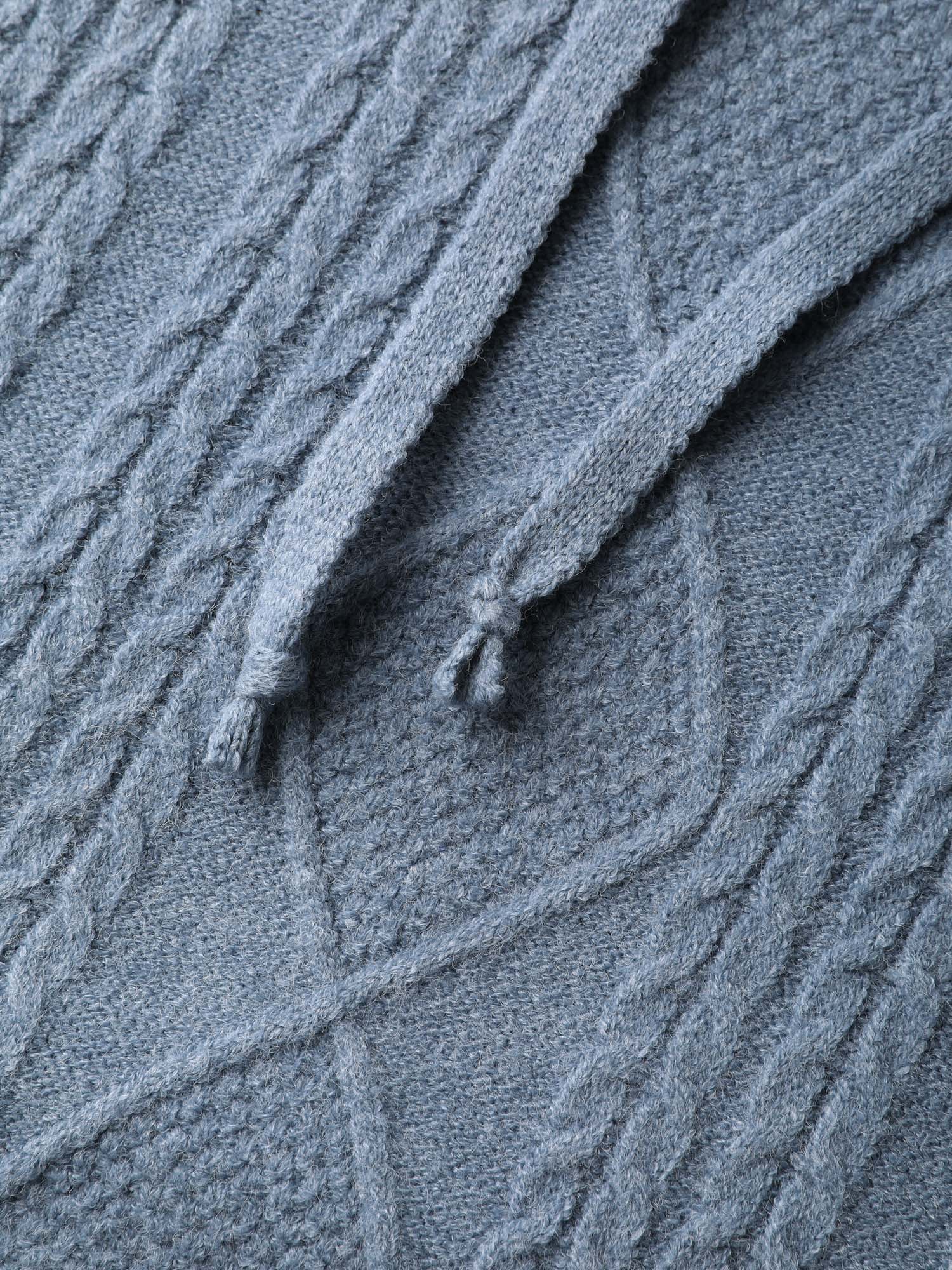Cable Knit Curvy Hem Hooded Pullover - Image 7