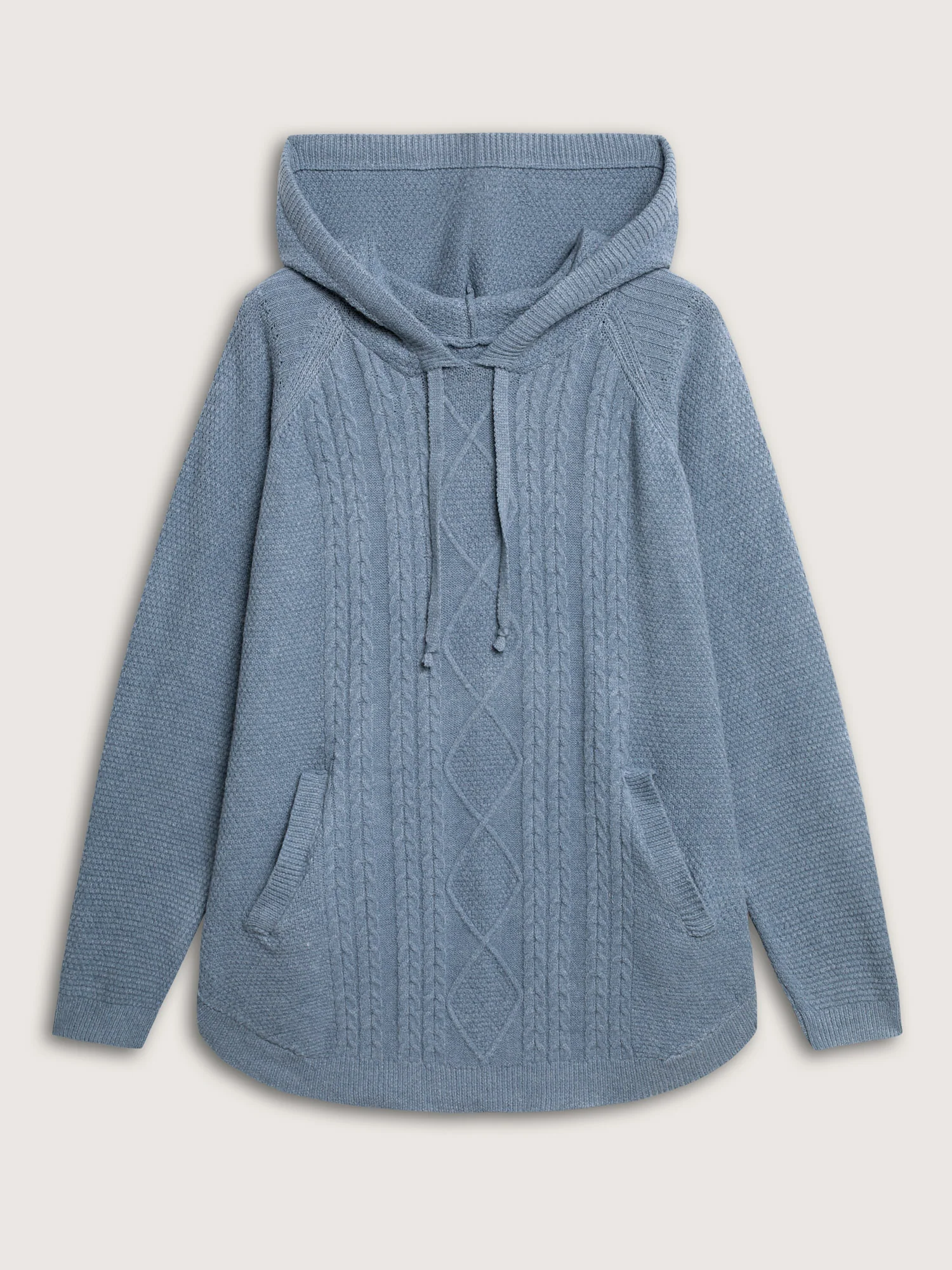 Cable Knit Curvy Hem Hooded Pullover - Image 8