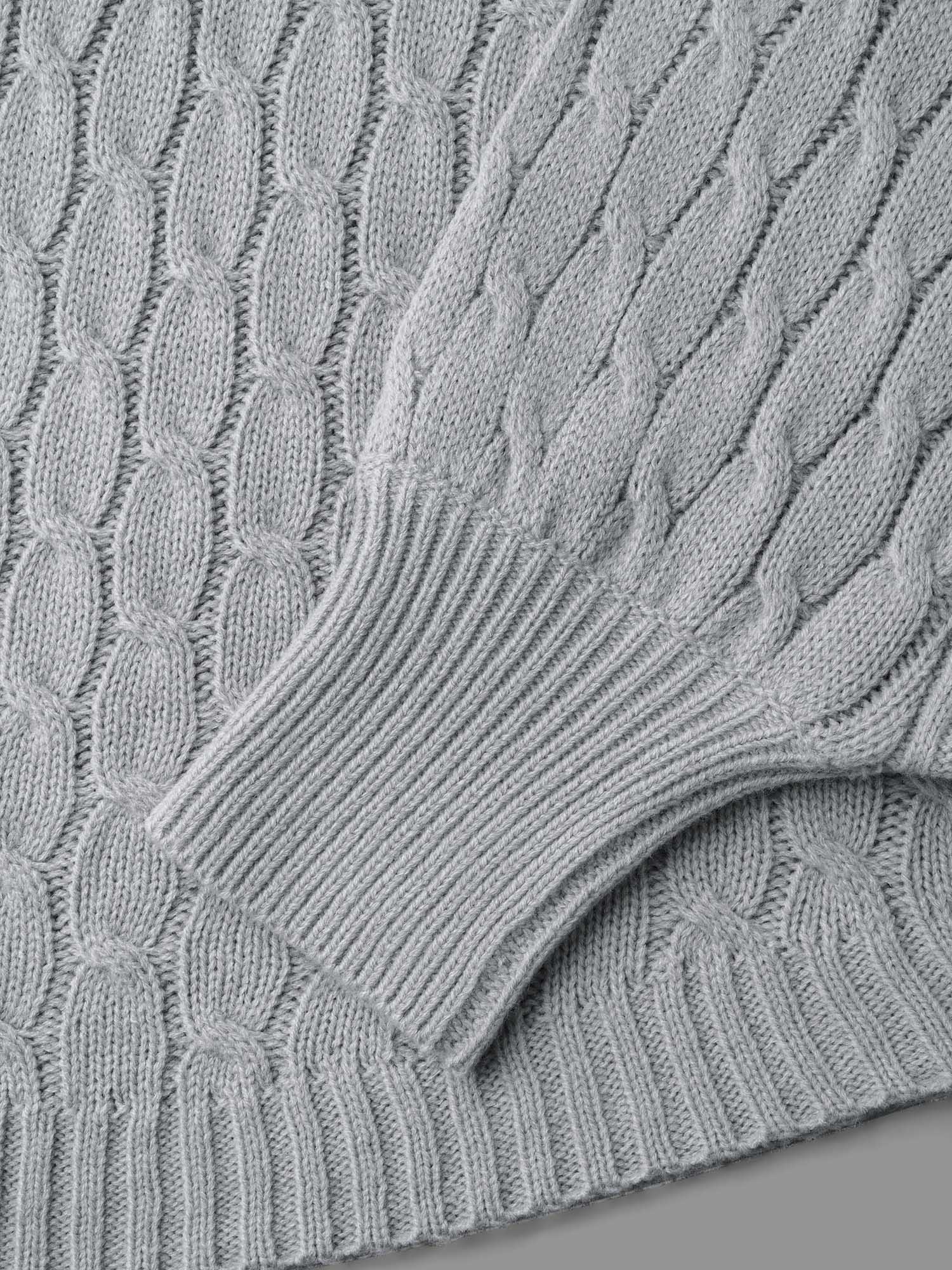 Cable Knit Dolman Sleeve Curved Hem Pullover - Image 6