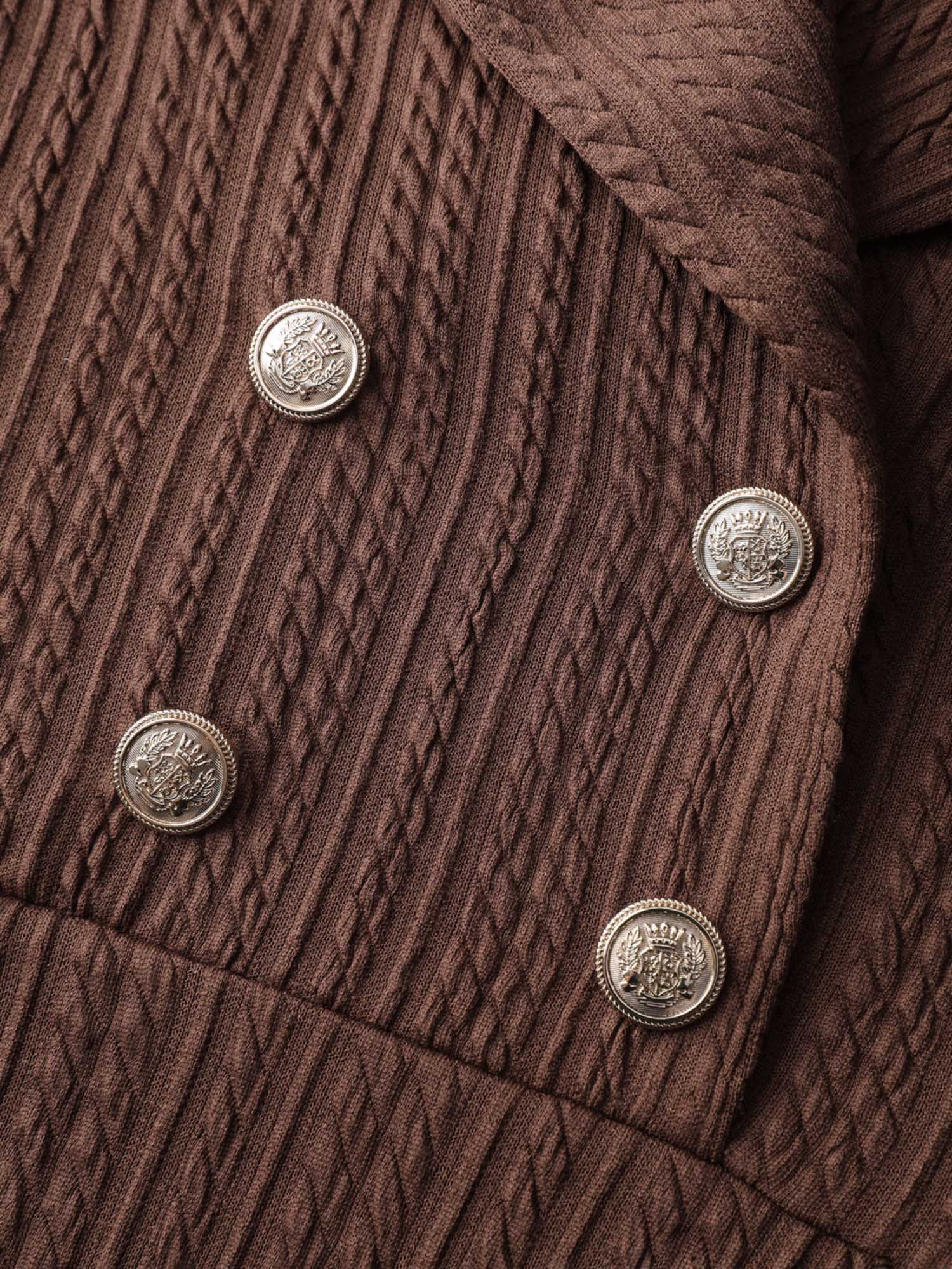 Cable Knit Double Decorative Button Knee-Length Dress - Image 5