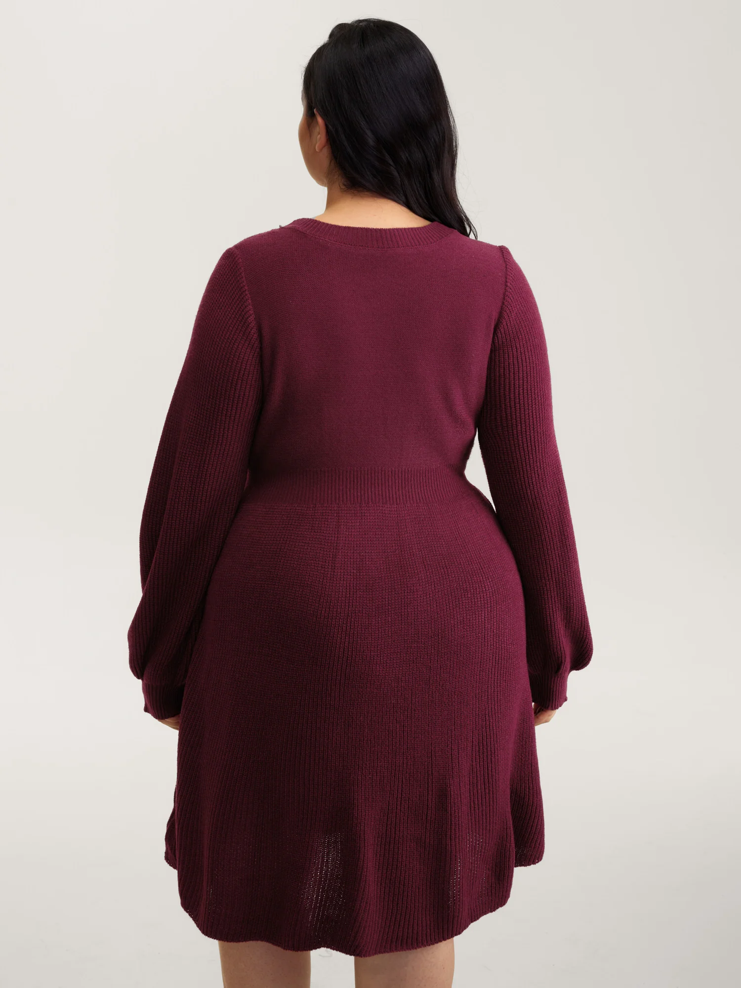 Cable Knit Elastic Waist Midi Sweater Dress - Image 4
