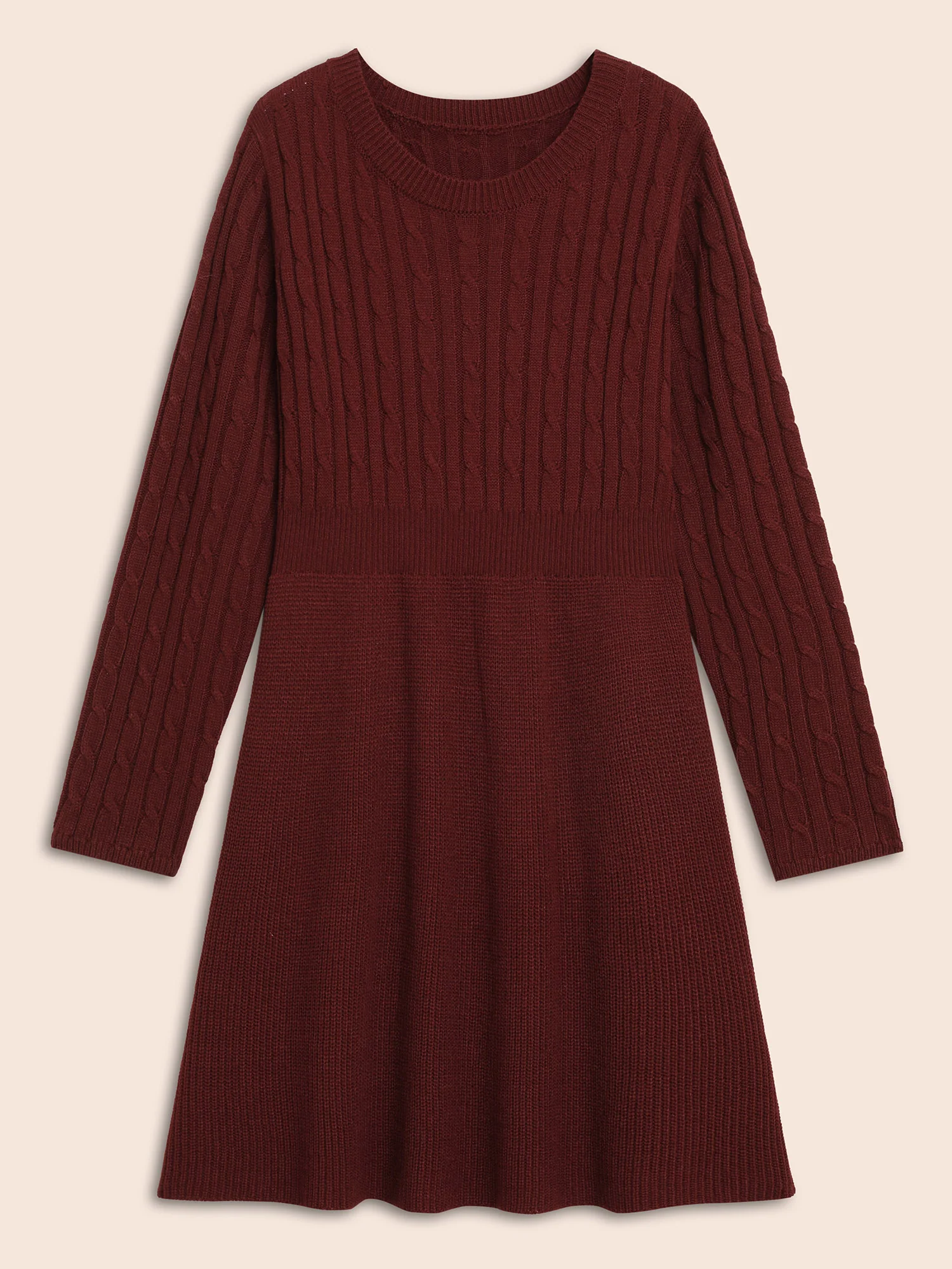 Cable Knit Fit-and-Flare Mini Sweater Dress - Image 23