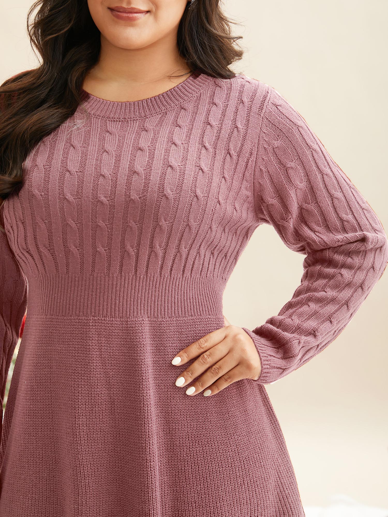 Cable Knit Fit-and-Flare Mini Sweater Dress - Image 28