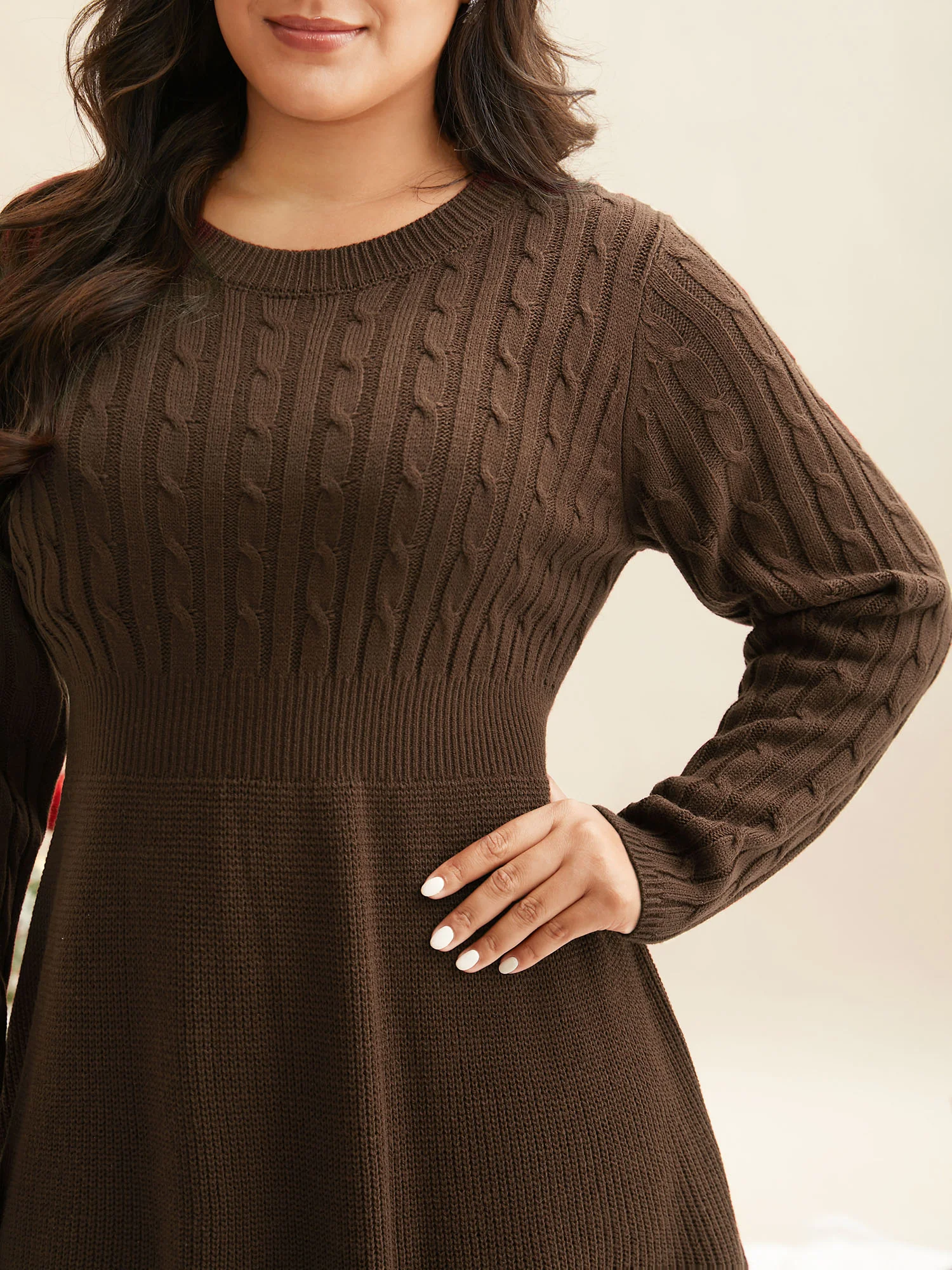Cable Knit Fit-and-Flare Mini Sweater Dress - Image 33