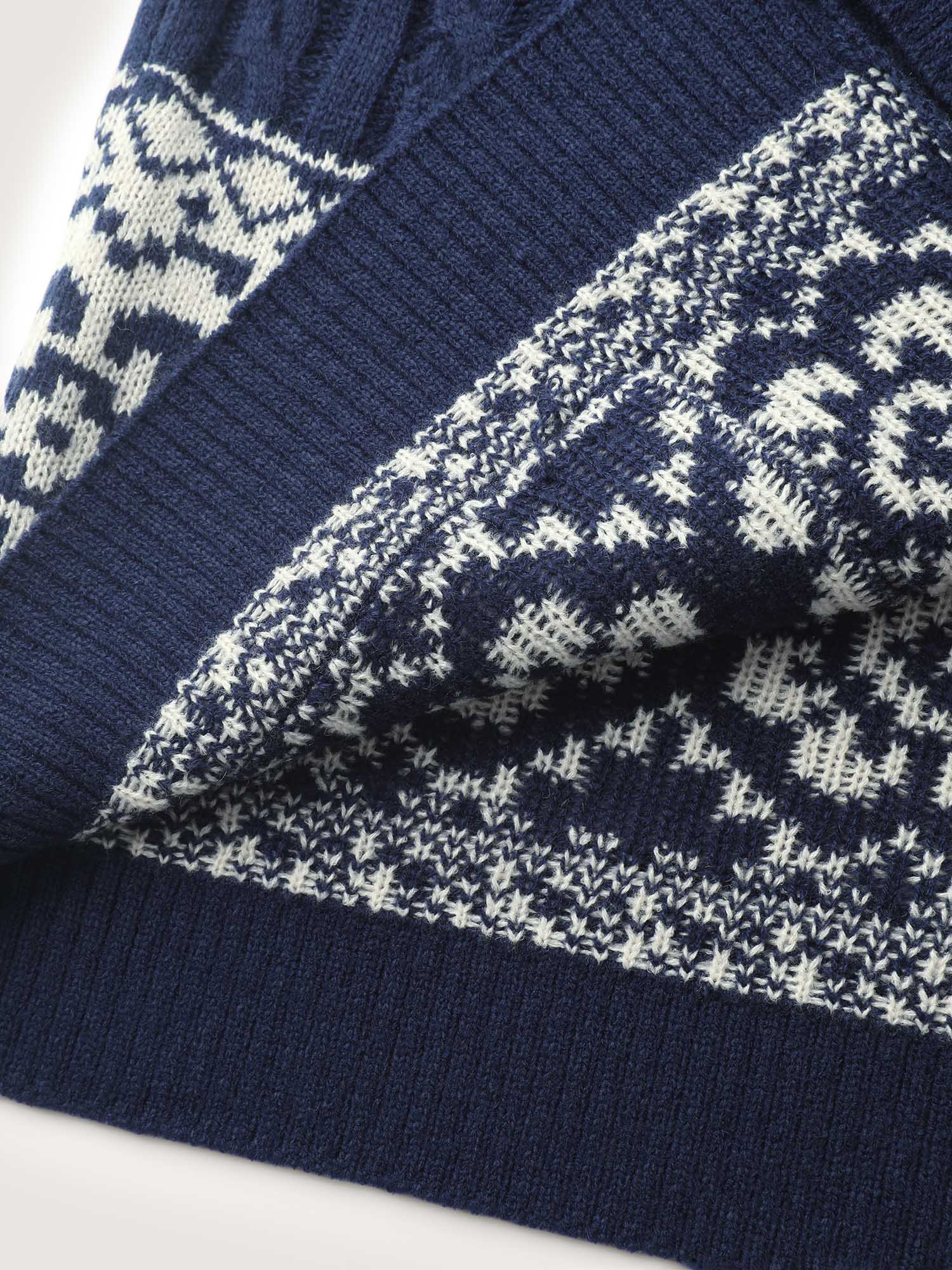 Cable Knit Floral Jacquard Pockets Knit Cardigan - Image 8