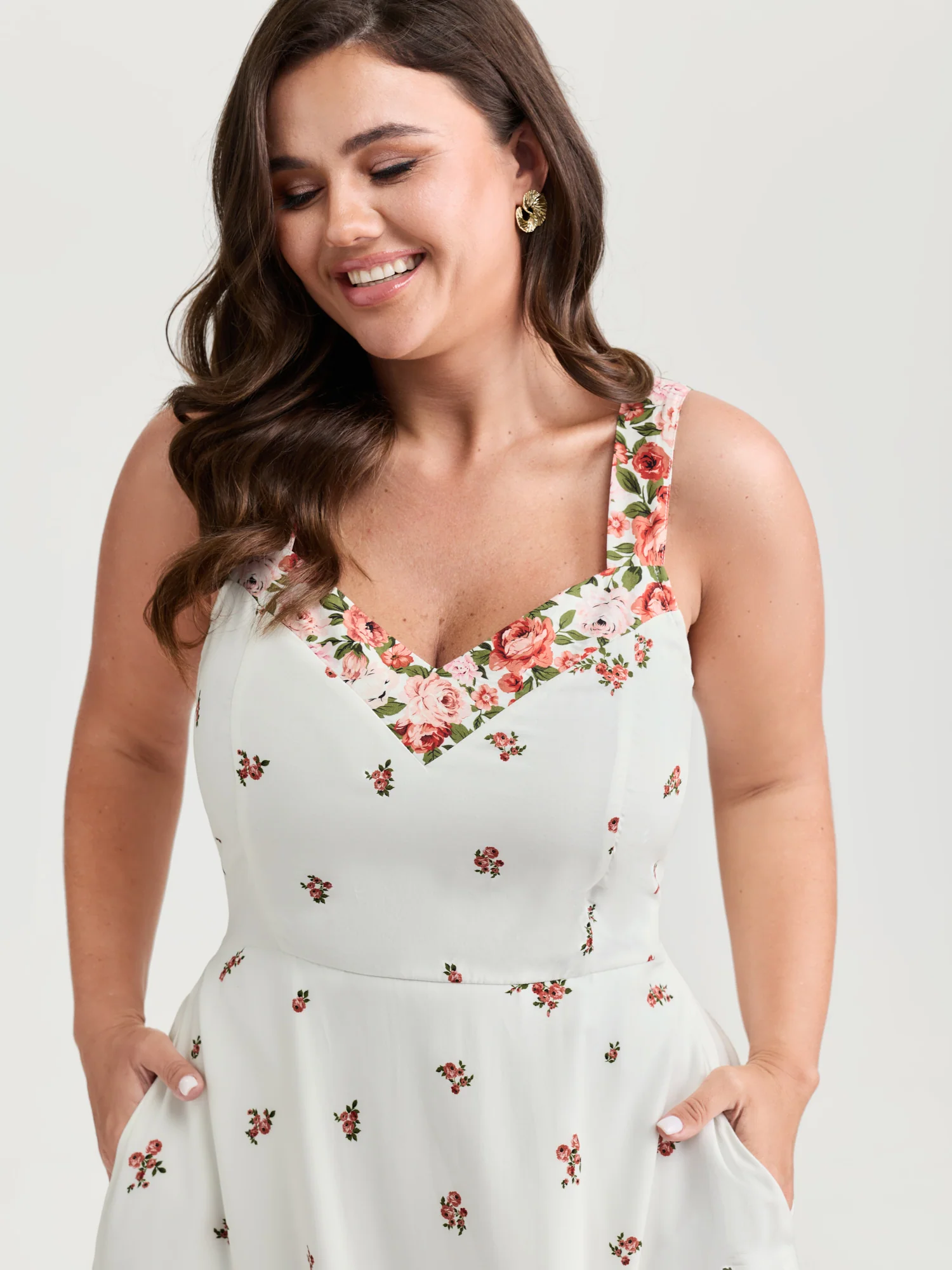 Cable Knit Floral Shirred Back Midi Dress - Image 3