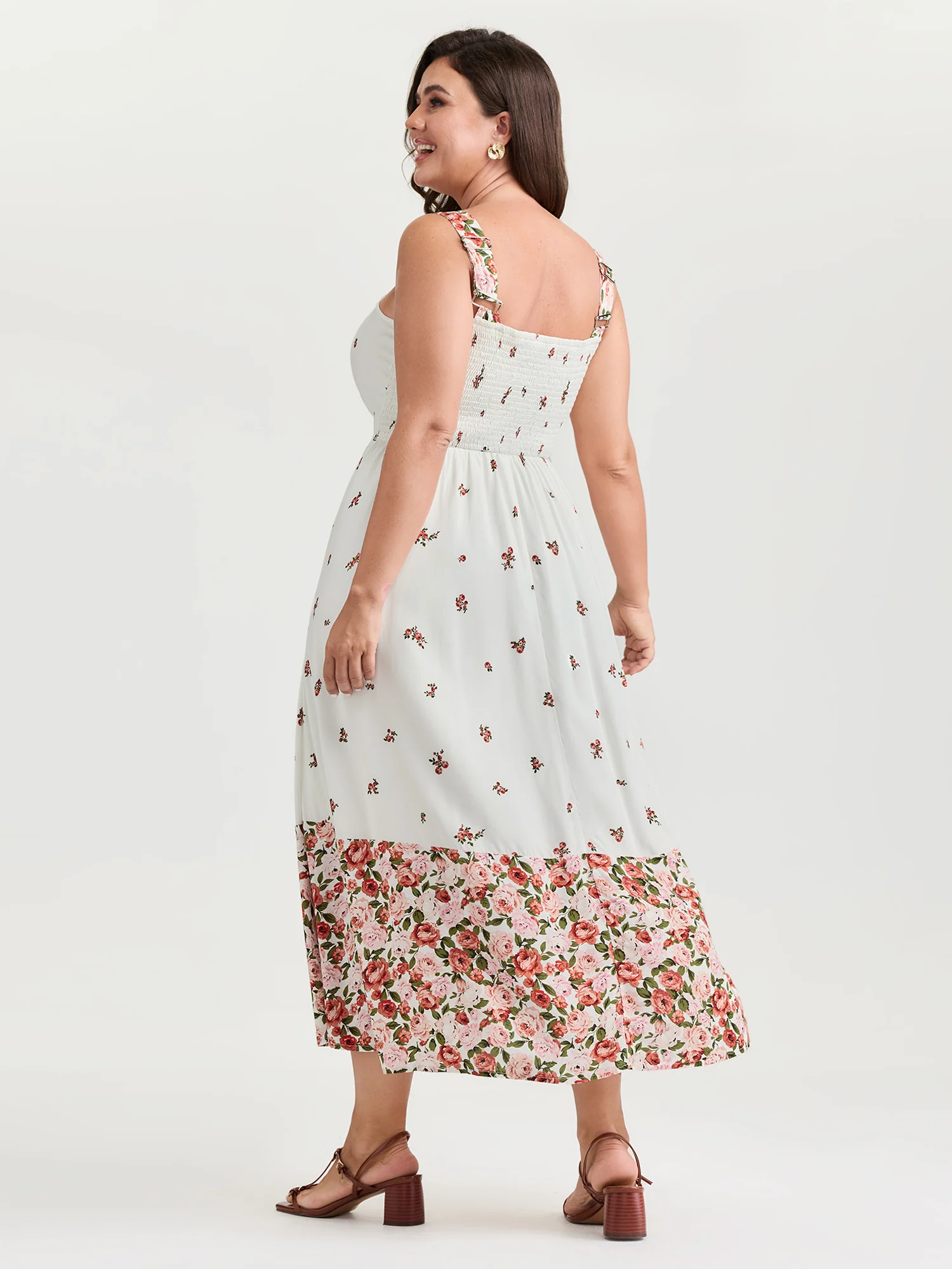Cable Knit Floral Shirred Back Midi Dress - Image 4
