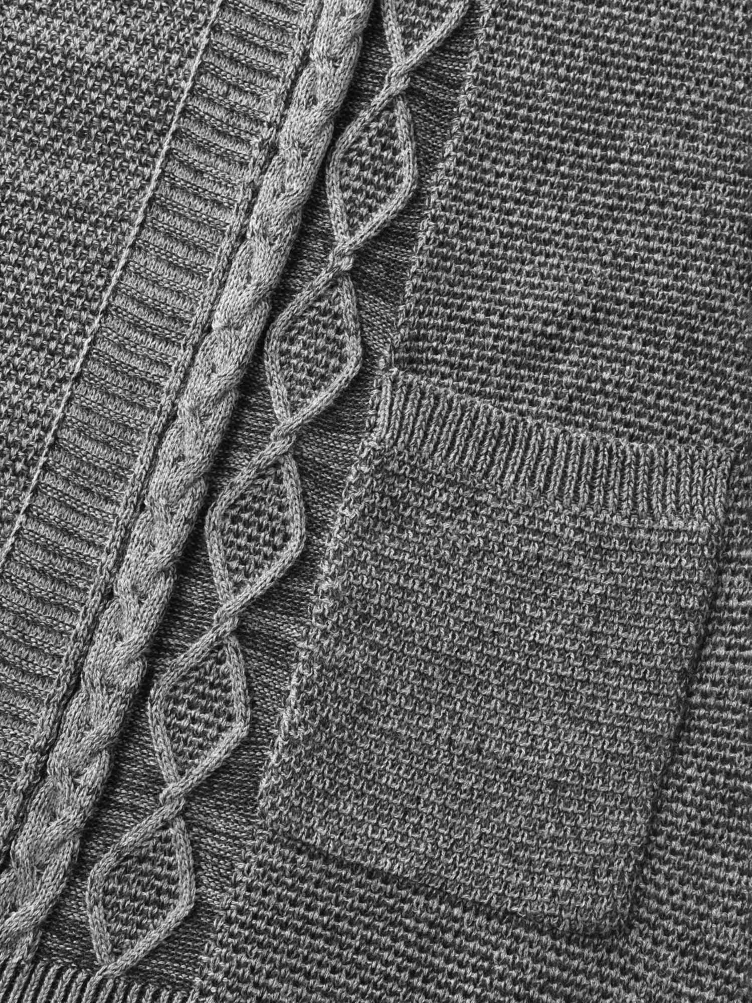 Cable Knit Front-Open Knit Cardigan - Image 5