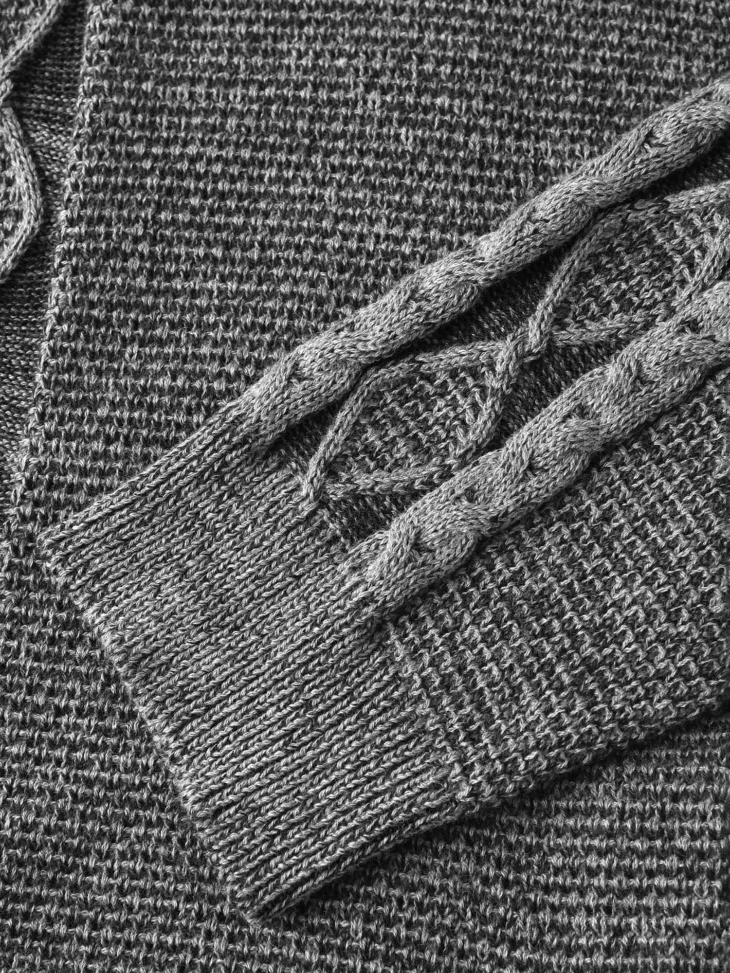 Cable Knit Front-Open Knit Cardigan - Image 6