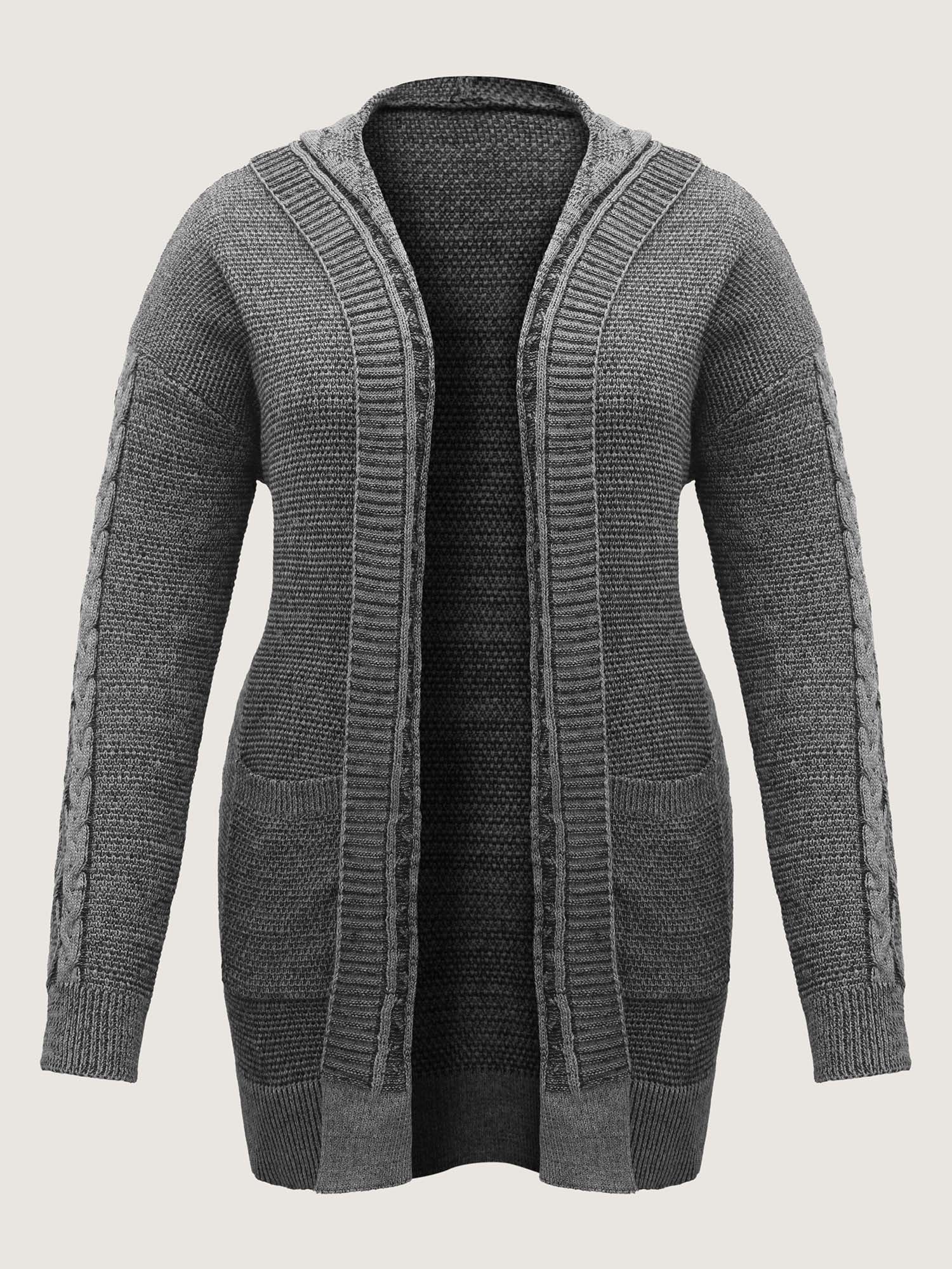 Cable Knit Front-Open Knit Cardigan - Image 7