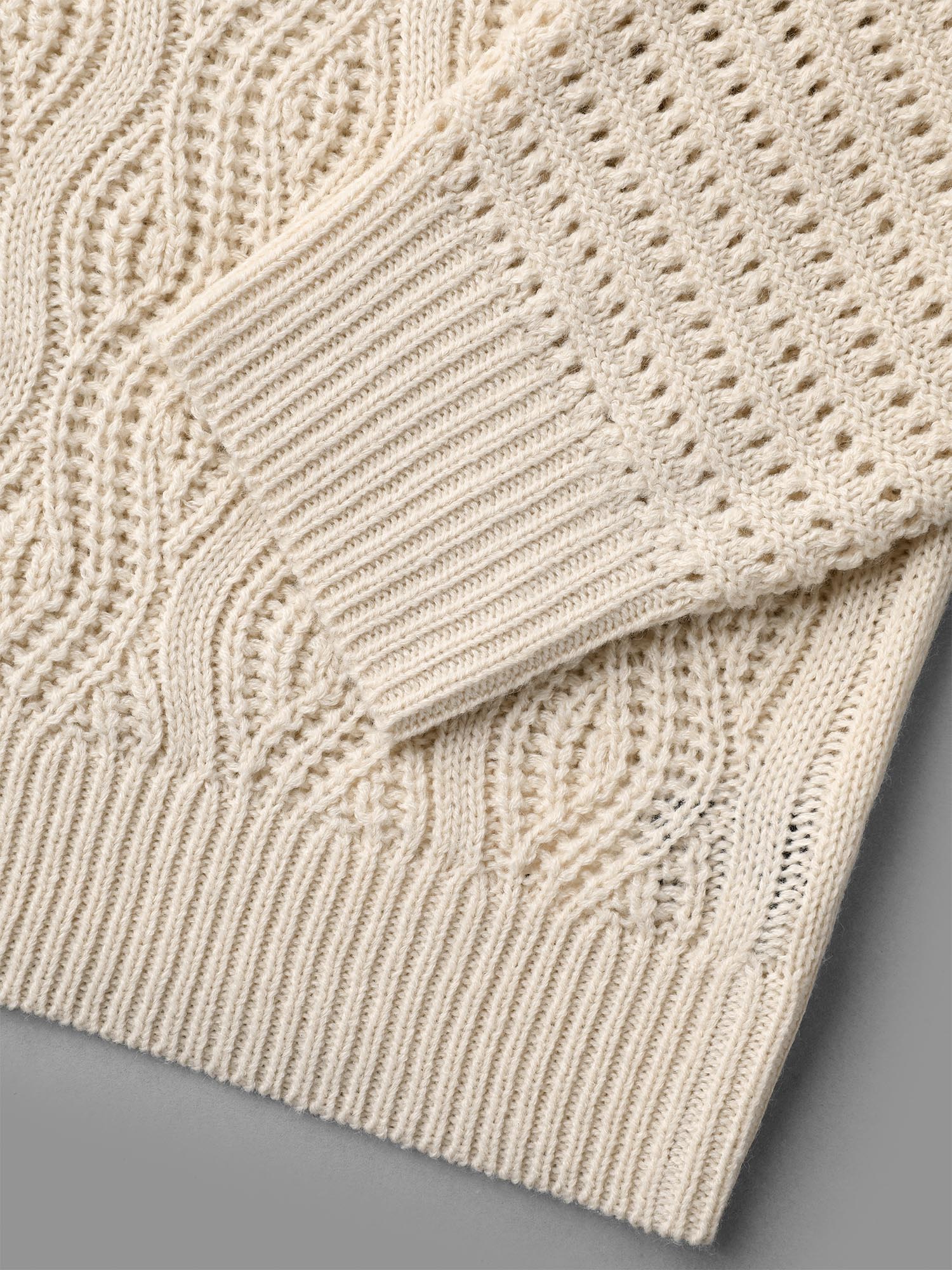 Cable Knit Hollow Out Textured Pullover - Image 7