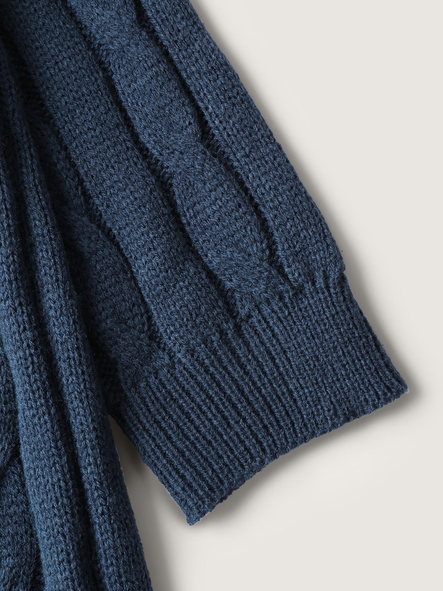 Cable Knit Hooded Long Knit Cardigan - Image 5
