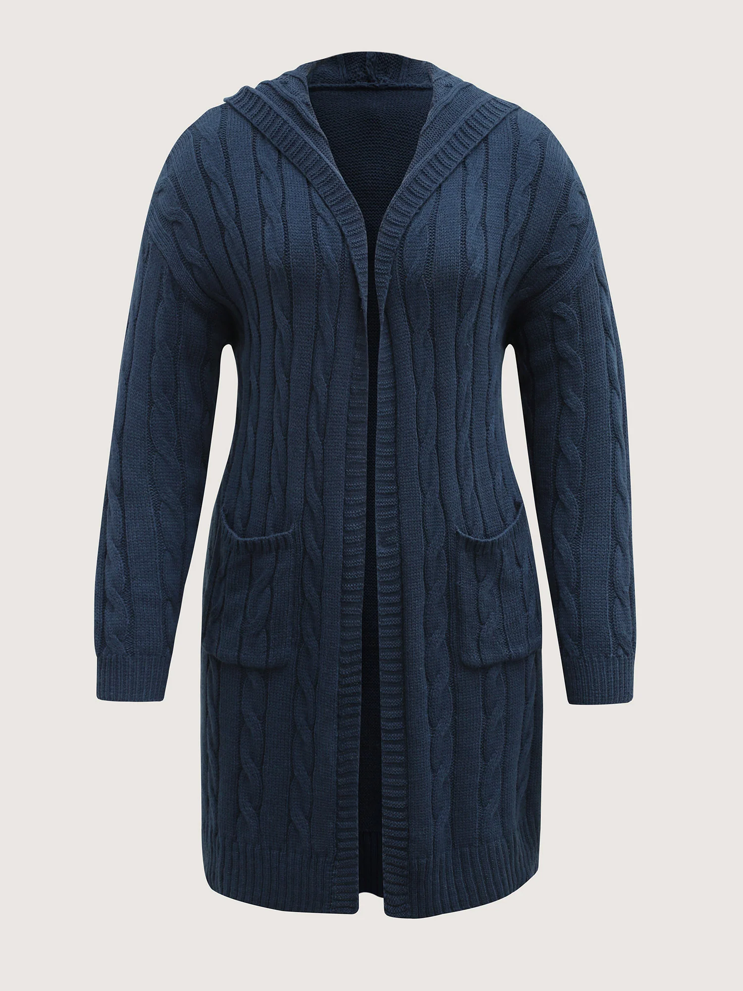 Cable Knit Hooded Long Knit Cardigan - Image 7
