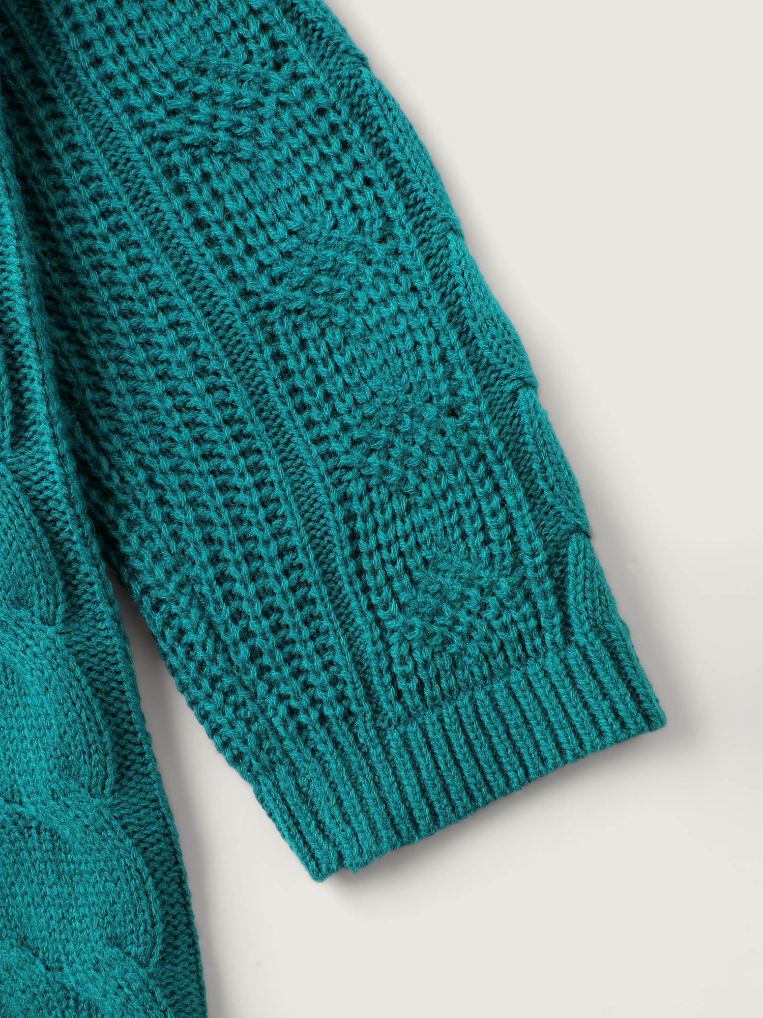 Cable Knit Hooded Solid Pullover - Image 5
