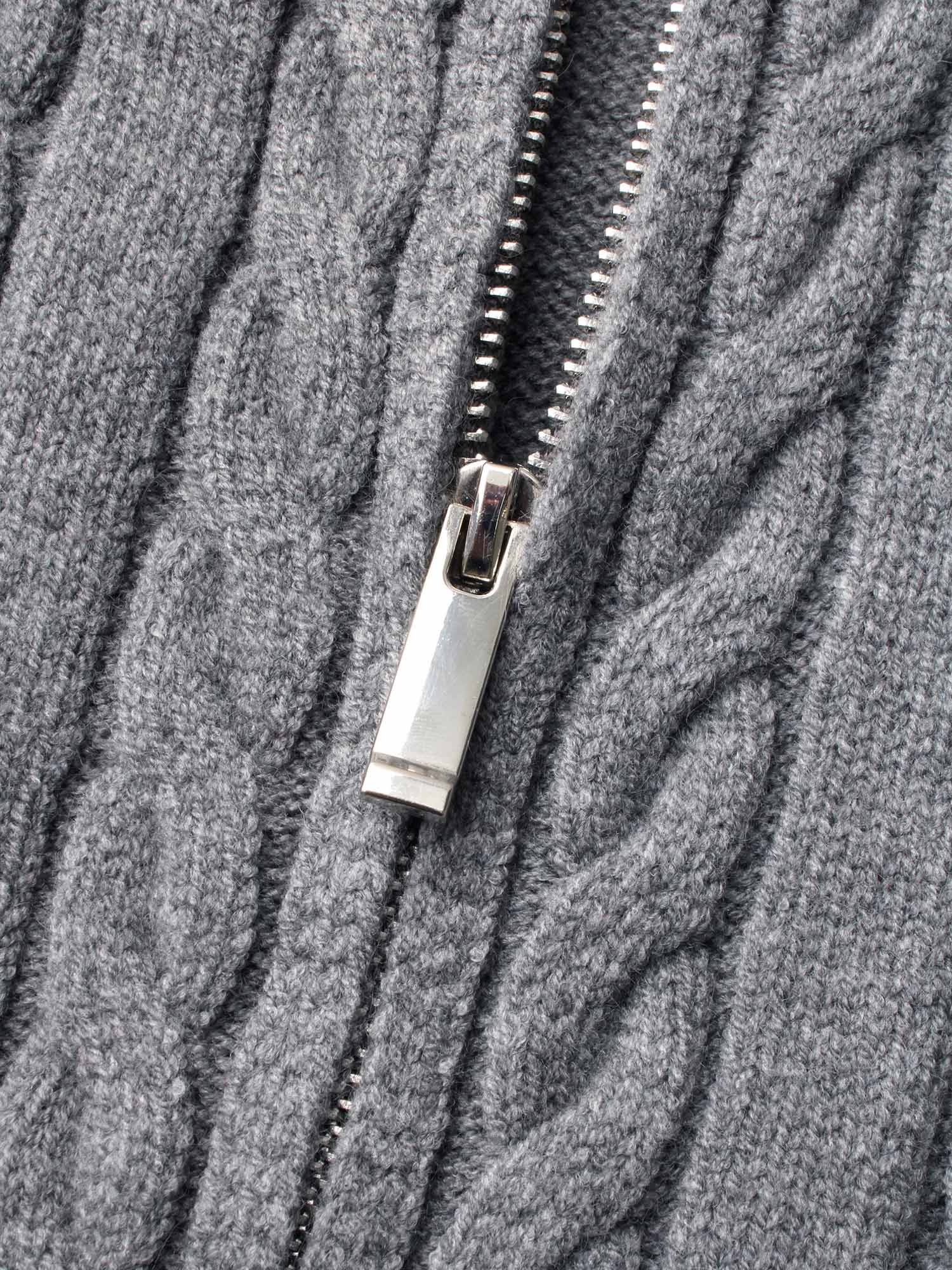 Cable Knit Hooded Zipper Cardigan - Image 6
