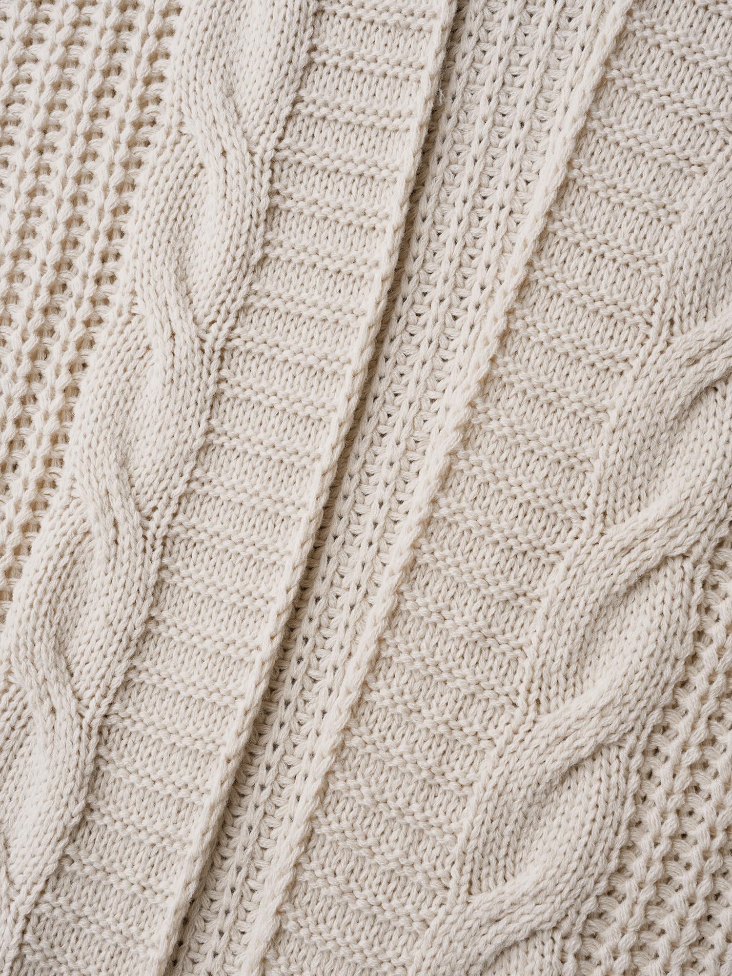 Cable Knit Open-Front Ribbed Knit Cardigan - Image 6