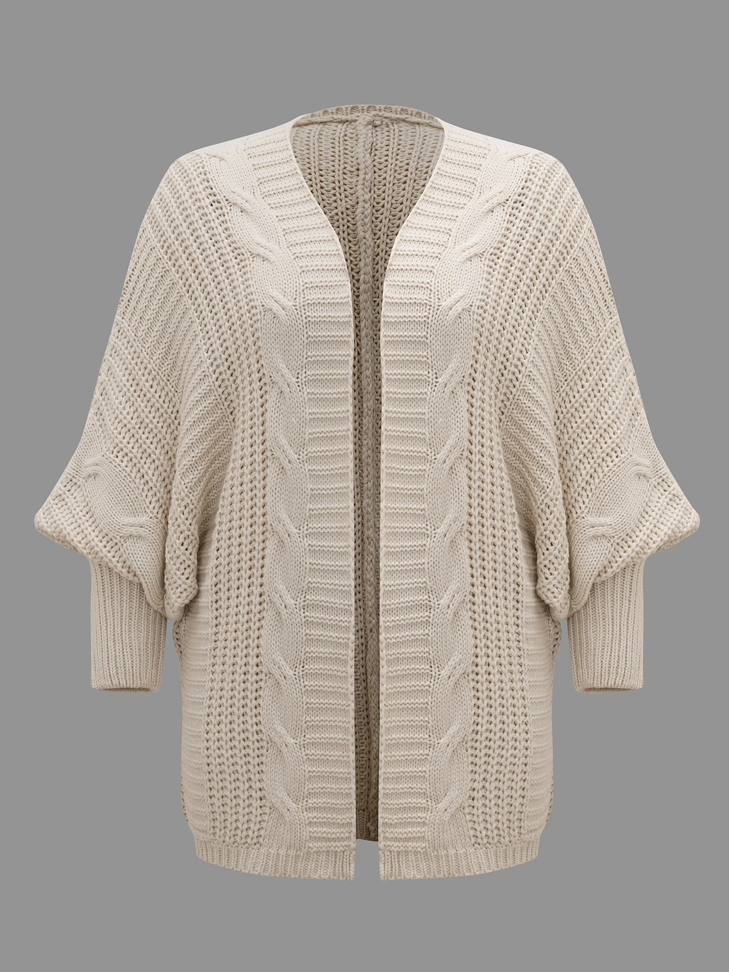 Cable Knit Open-Front Ribbed Knit Cardigan - Image 8