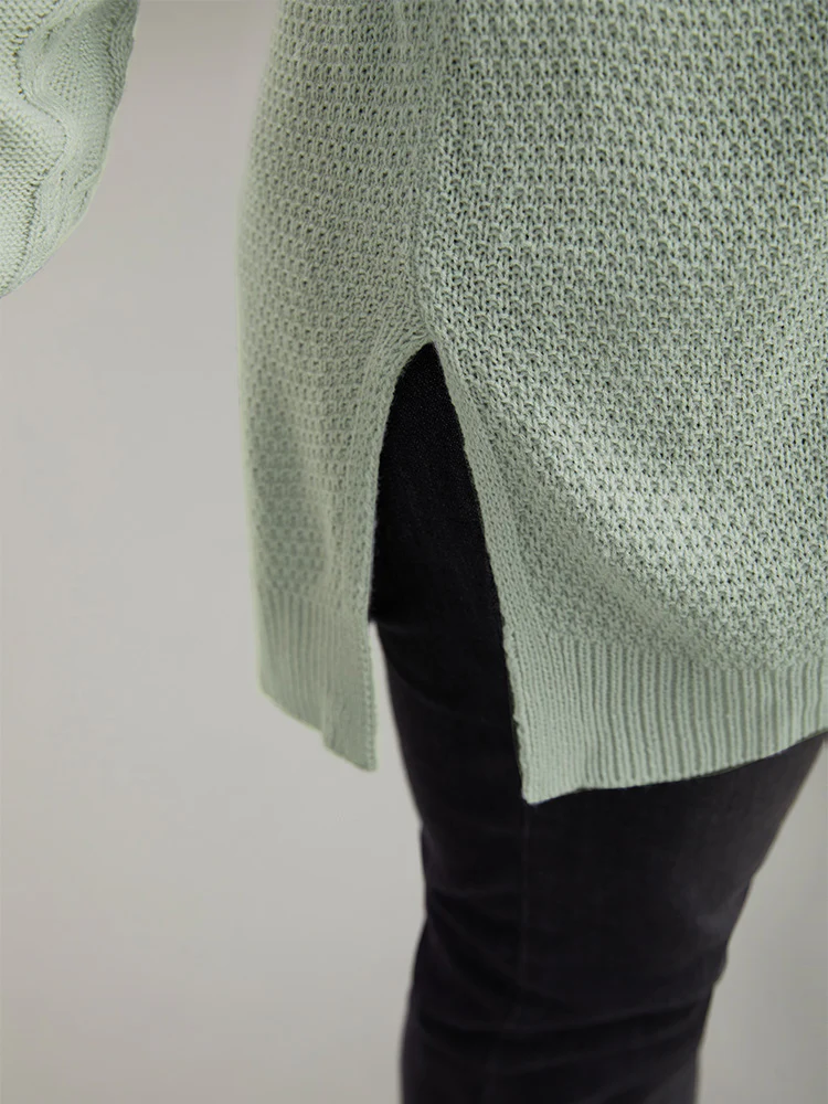 Cable Knit Plain Open Front Cardigan - Image 7