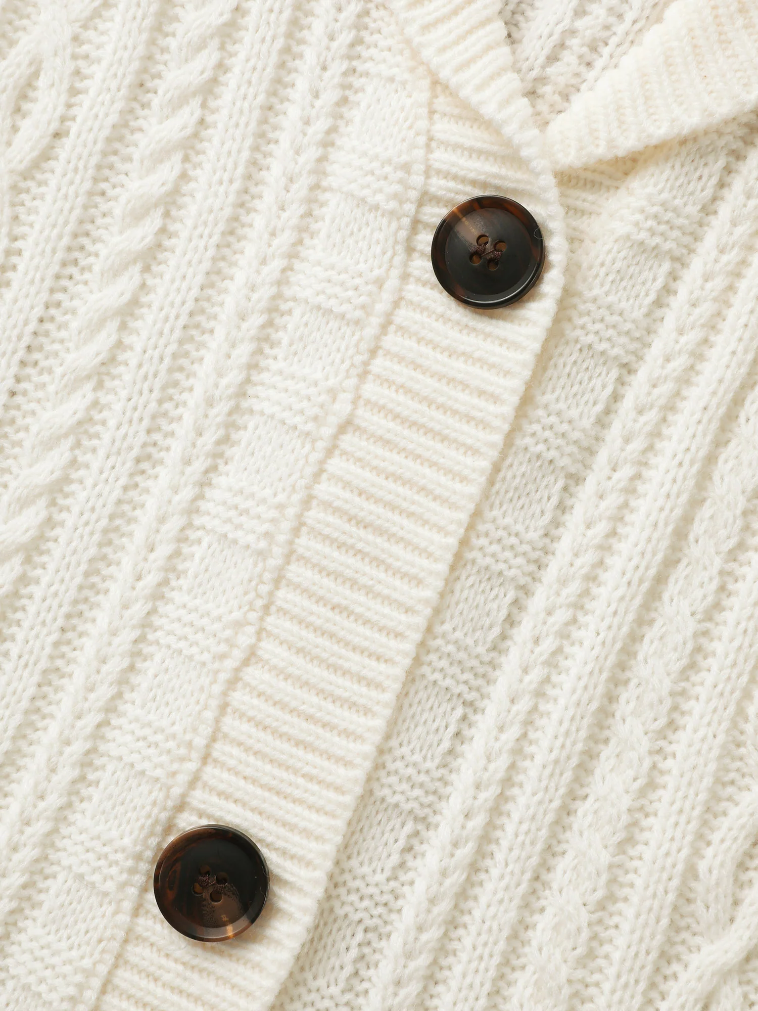 Cable Knit Pockets Collared Cardigan - Image 6