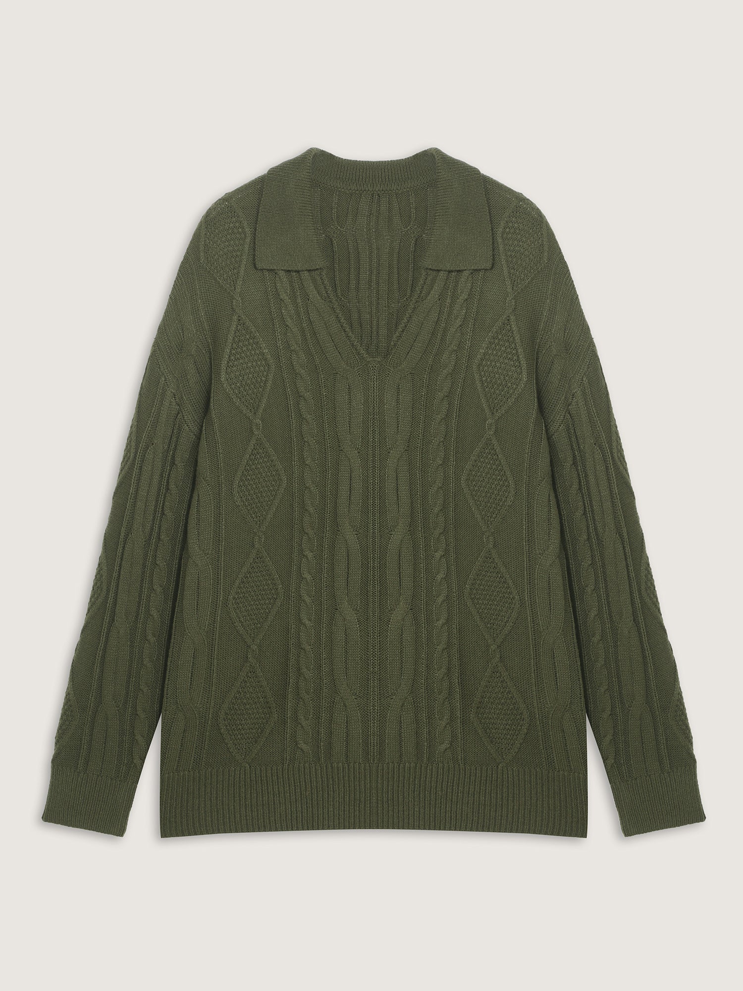 Cable Knit Polo Collar Pullover - Image 7