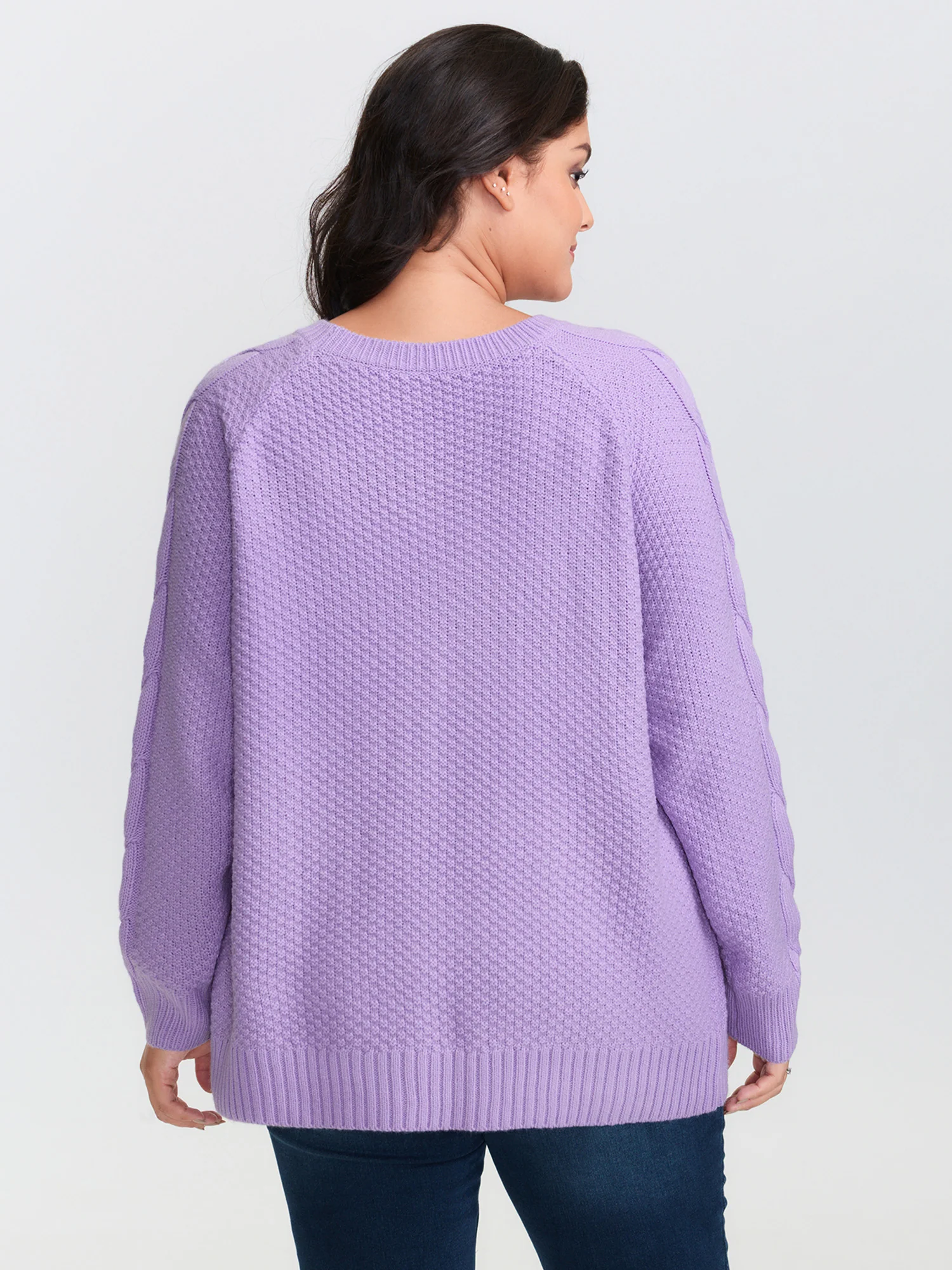 Cable Knit Raglan Sleeve Pullover - Image 4