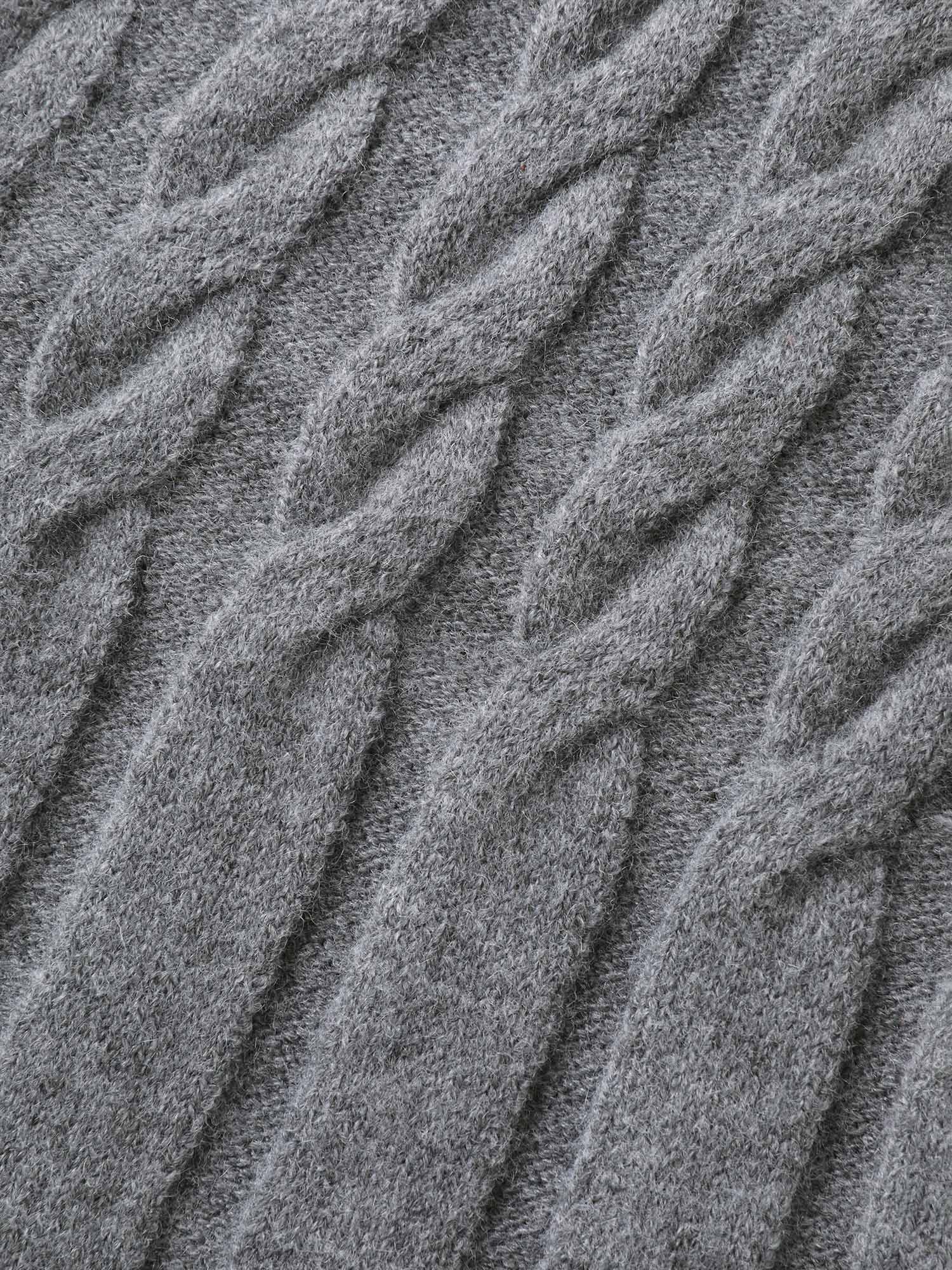Cable Knit Round Neck Button Knit Cardigan - Image 11