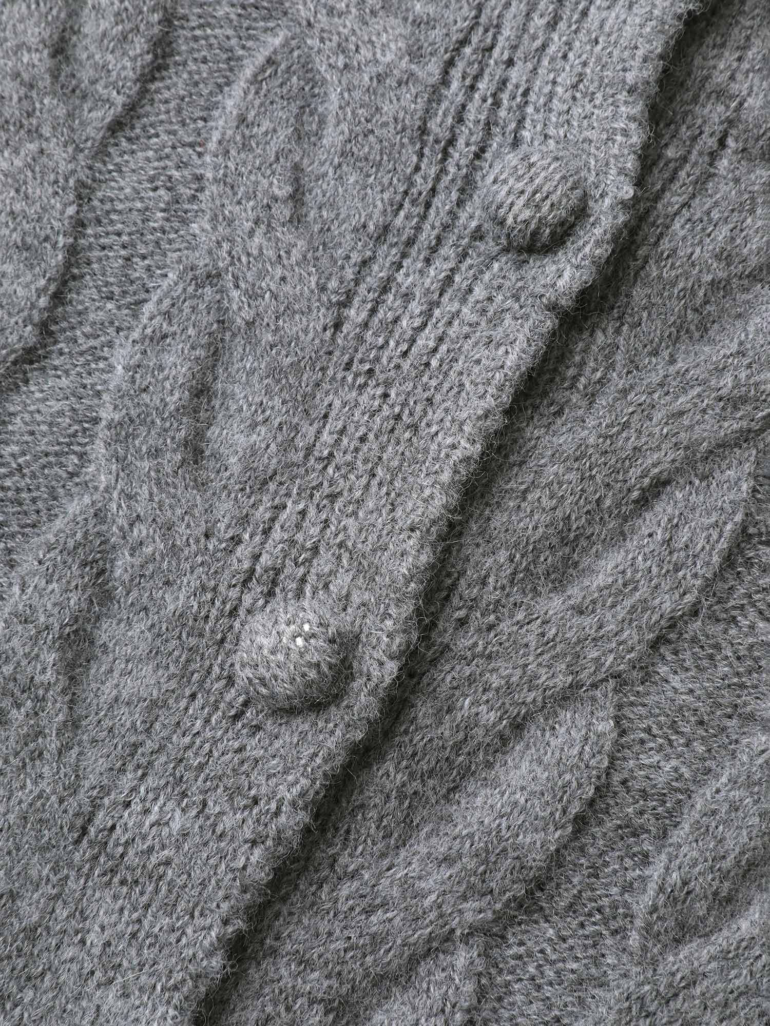Cable Knit Round Neck Button Knit Cardigan - Image 12