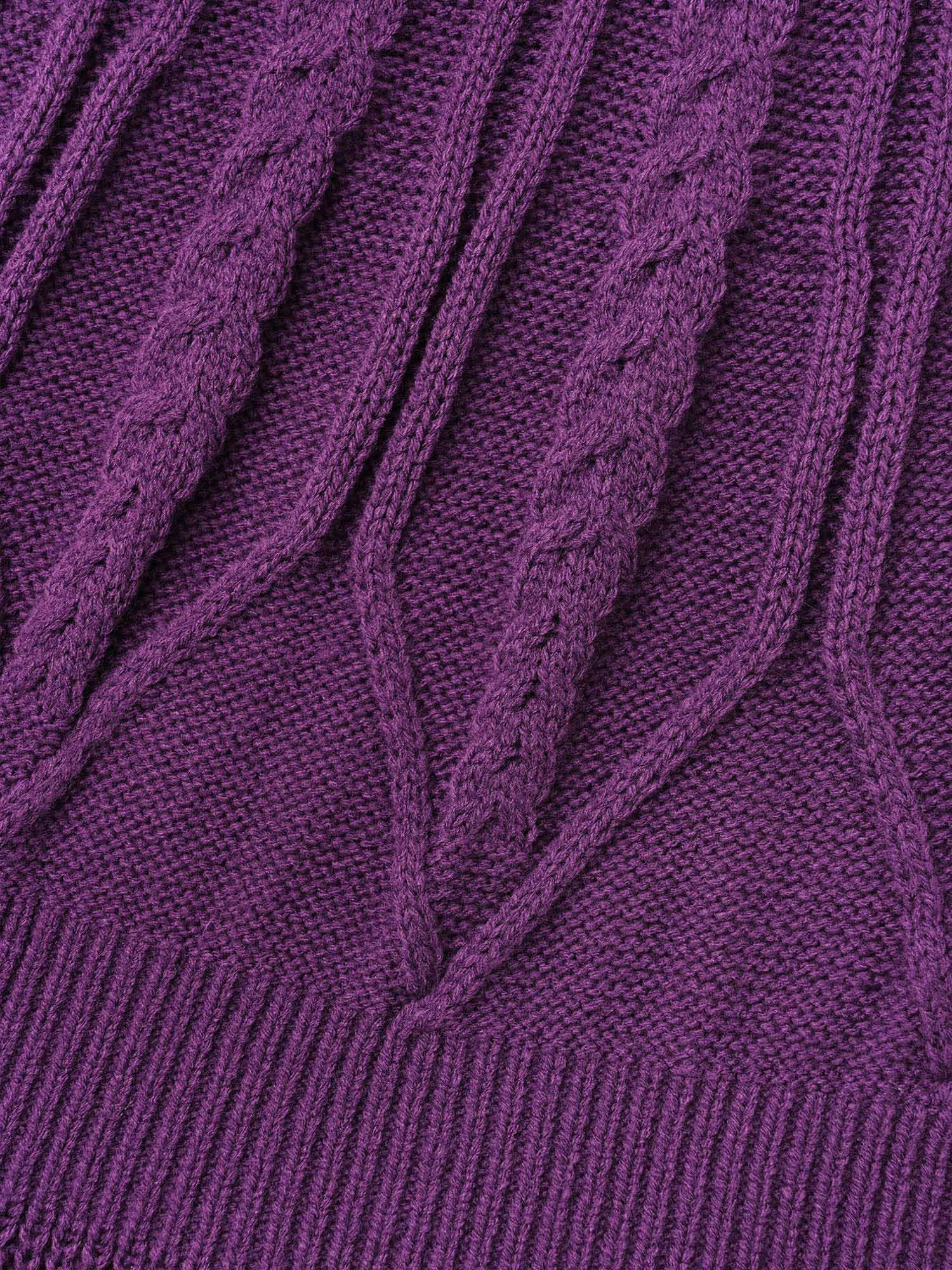 Cable Knit Texture Raglan Sleeve Pullover - Image 6
