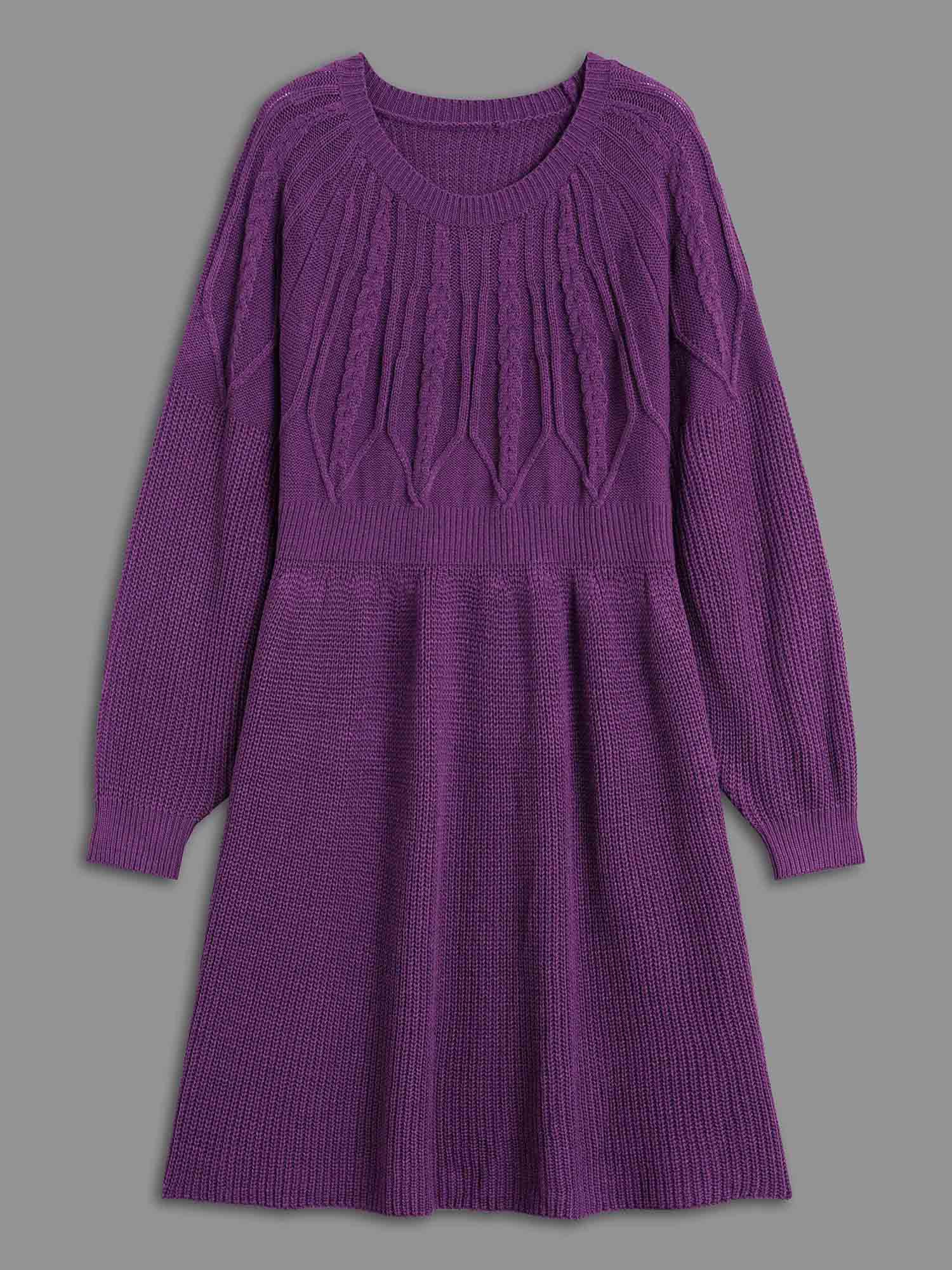Cable Knit Texture Raglan Sleeve Pullover - Image 8