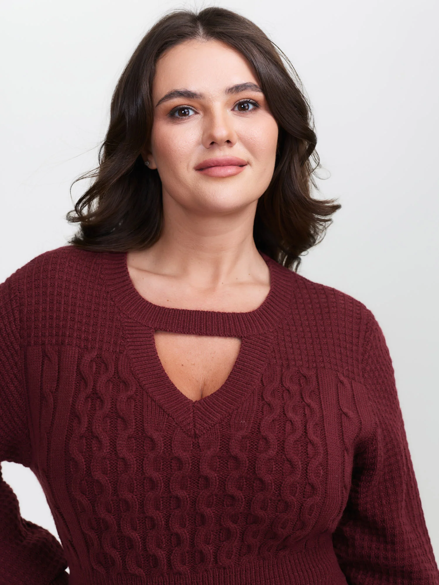 Cable Knit Textured Cut-Out Sweater Dress - Image 2