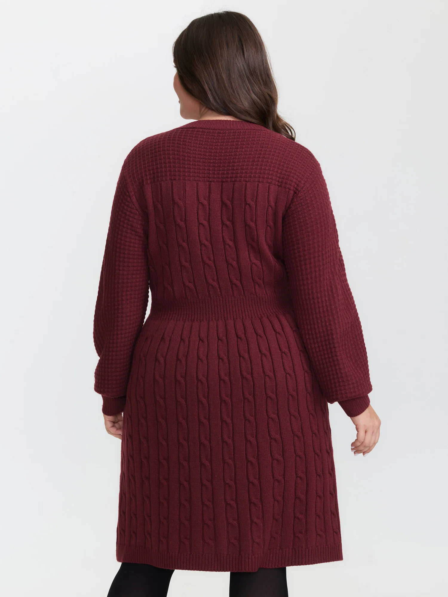 Cable Knit Textured Cut-Out Sweater Dress - Image 4