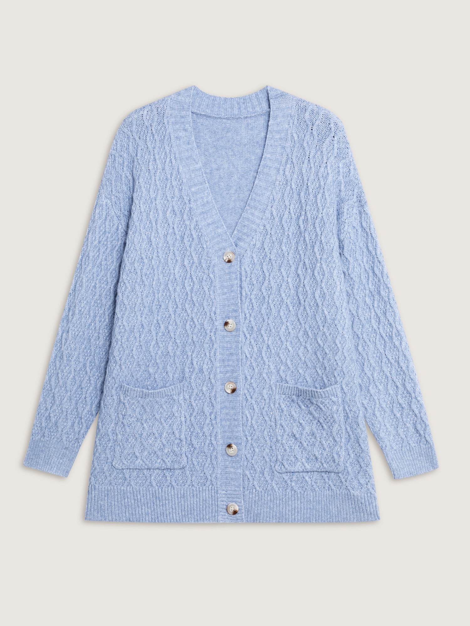 Cable Knit Textured Pockets Cardigan - Image 8