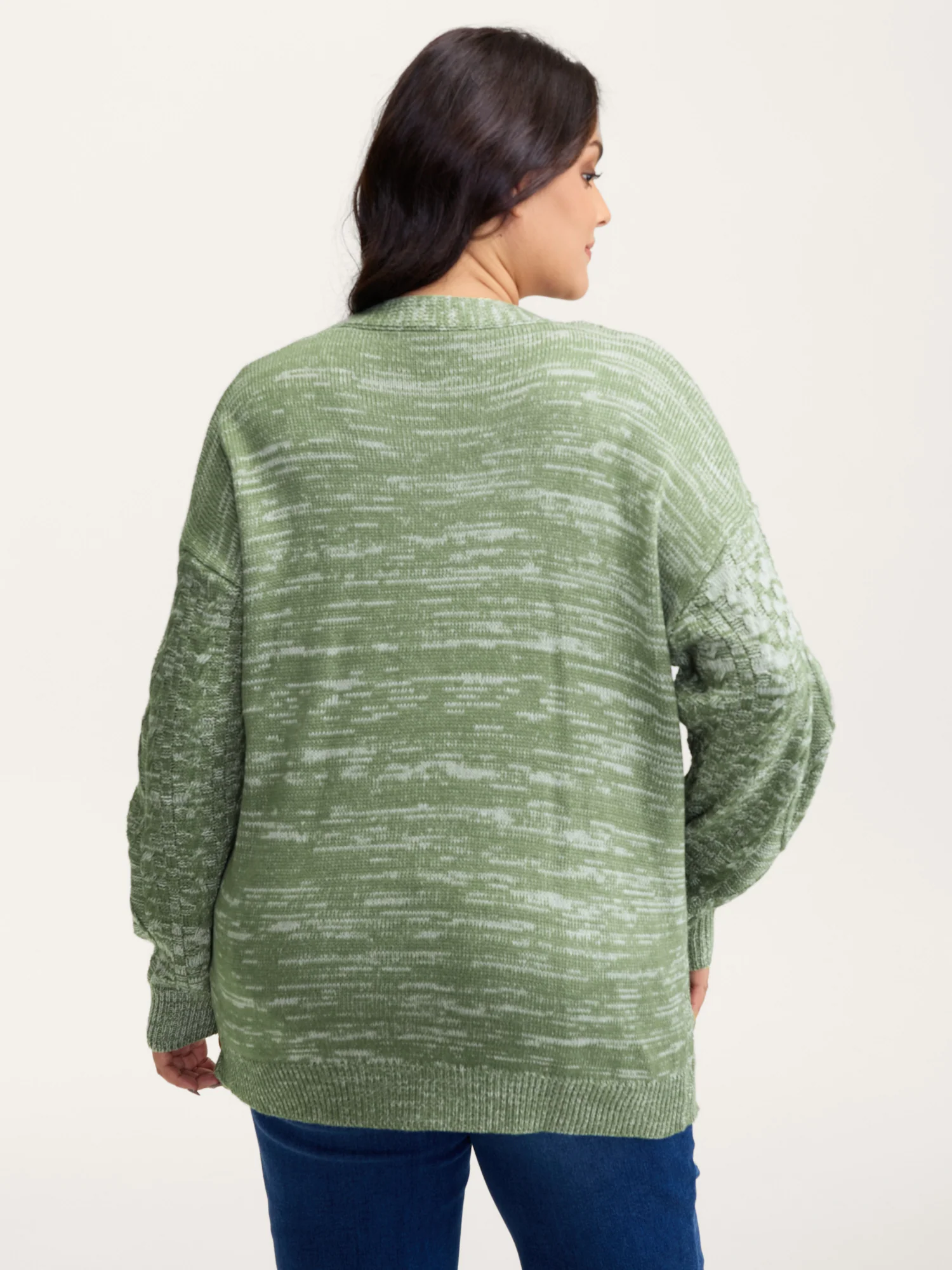 Cable Knit Textured Pockets Knit Cardigan - Image 4
