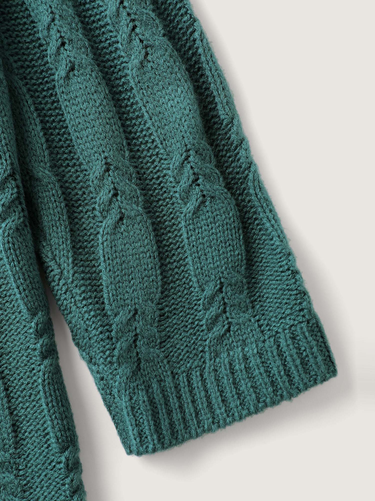 Cable Knit Textured V-Neck Pullover - Image 6