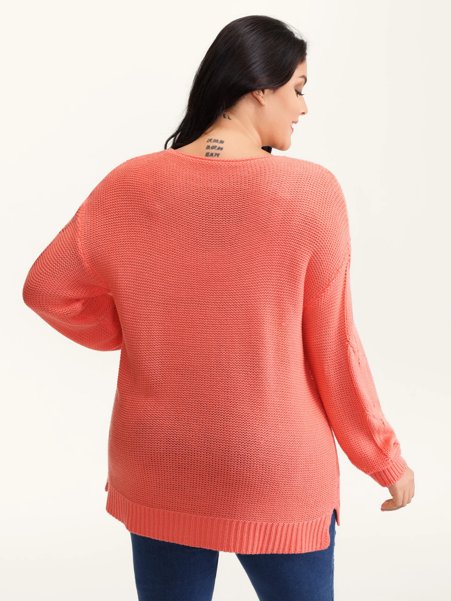 Cable Knit V-Neck Solid Pullover - Image 4
