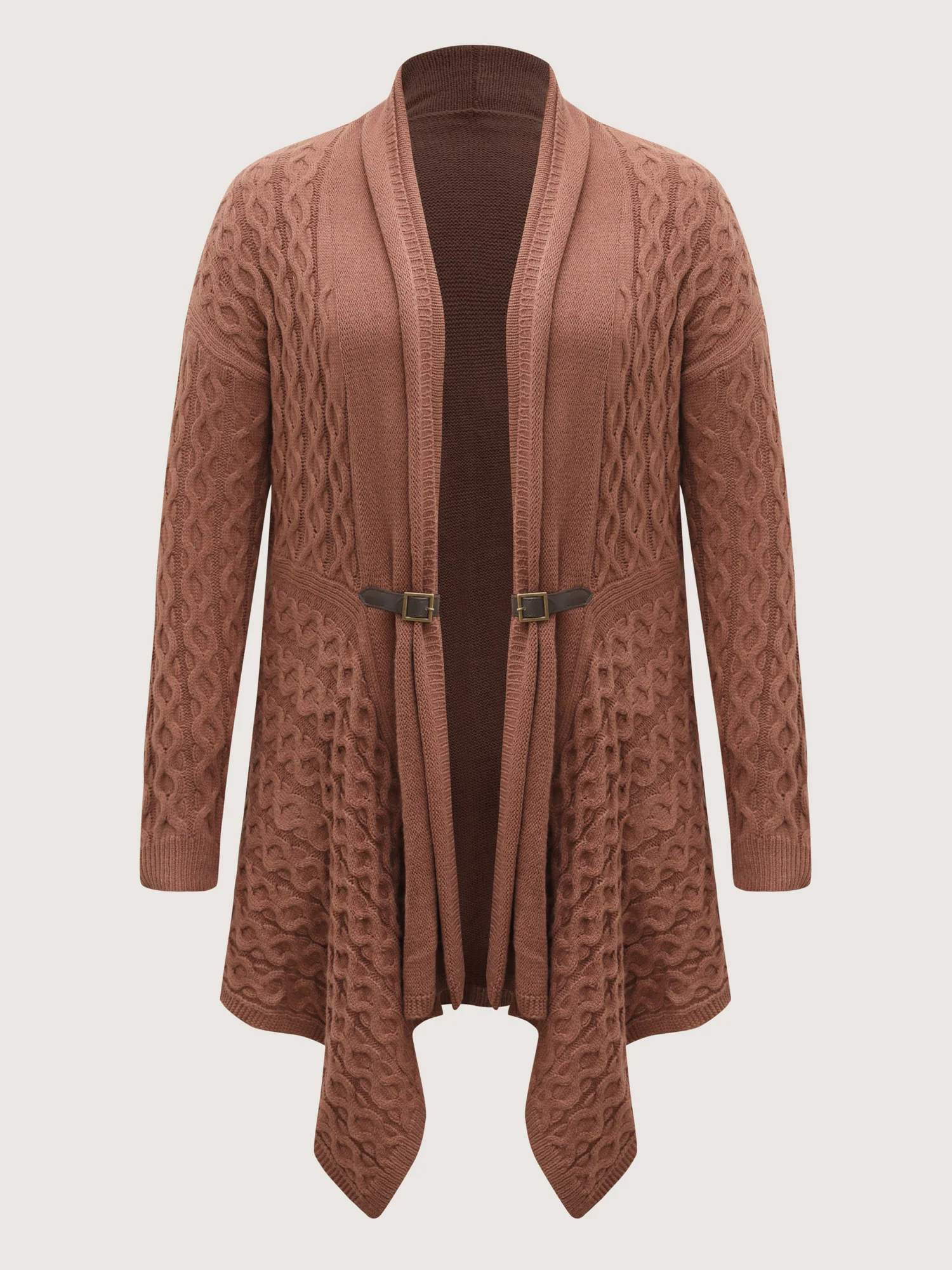 Cable Knot Irregular Hem Cardigan - Image 7