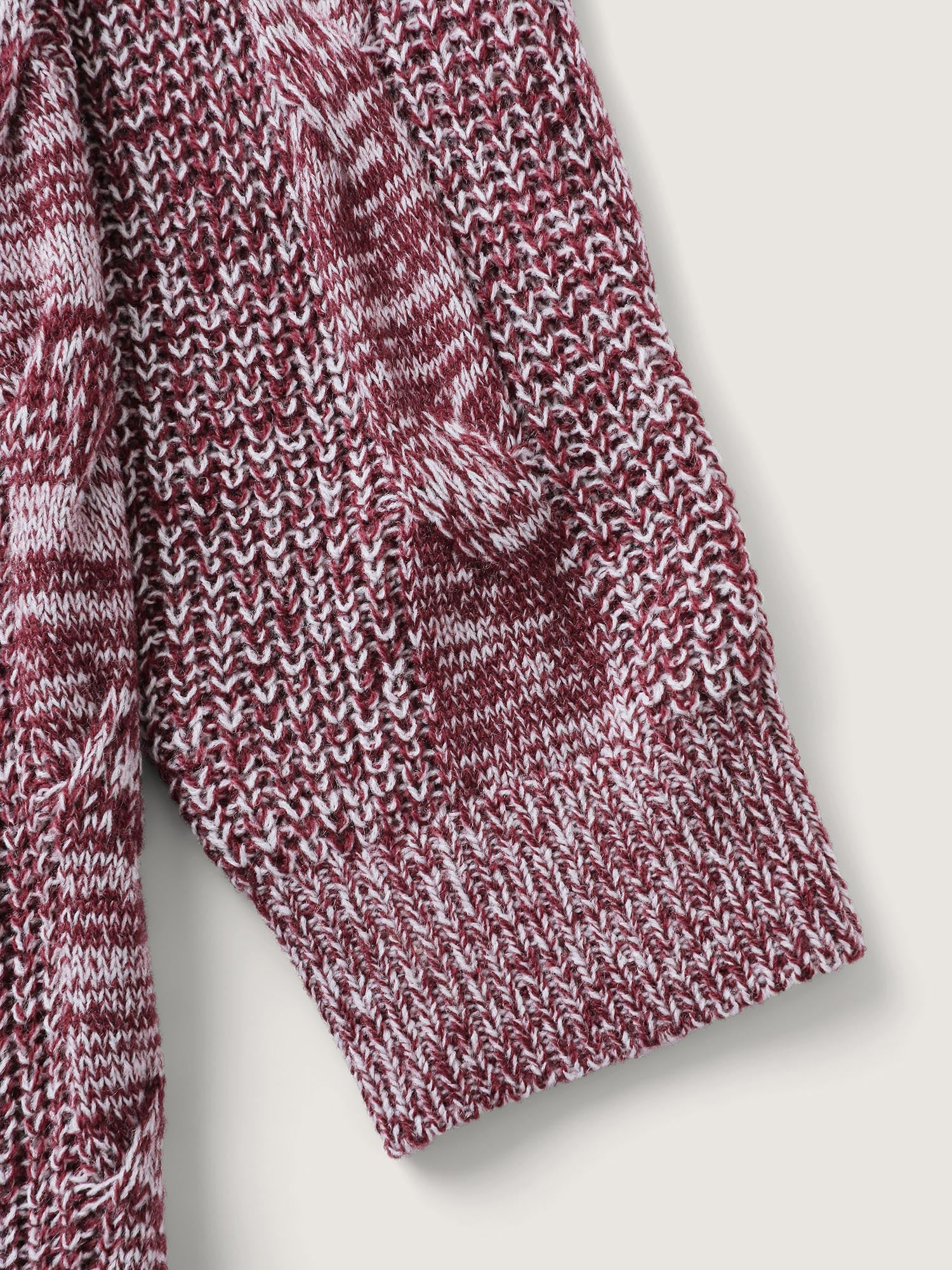 Cable Stitch Heather Hooded Knit Cardigan - Image 6