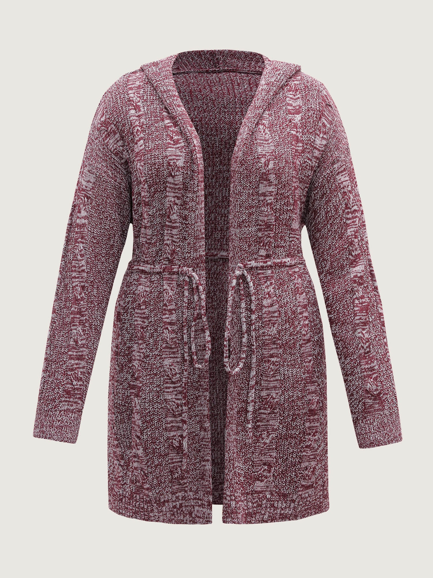 Cable Stitch Heather Hooded Knit Cardigan - Image 9
