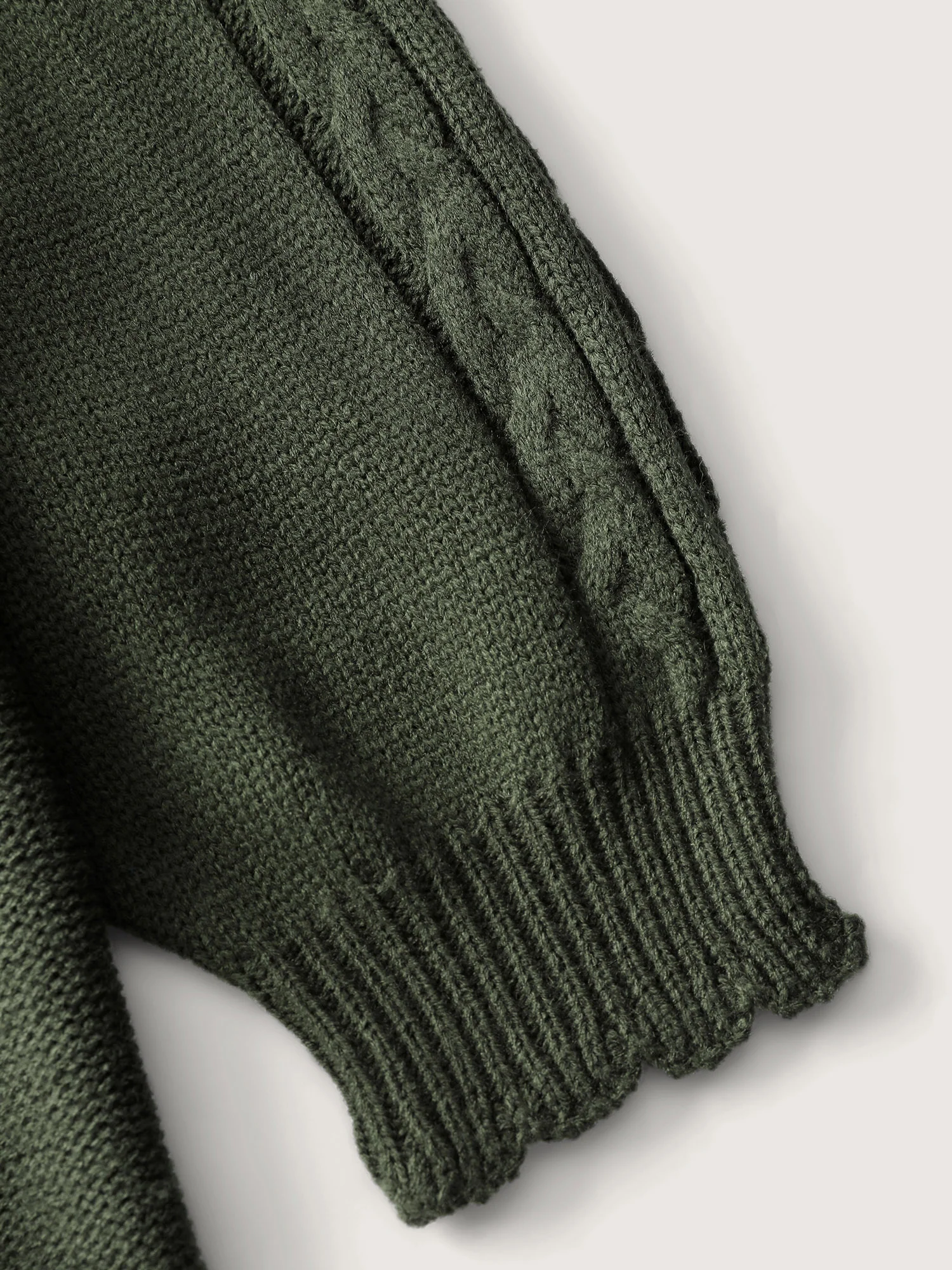 CableKnit Balloon Sleeve V-Neck Pullover - Image 6