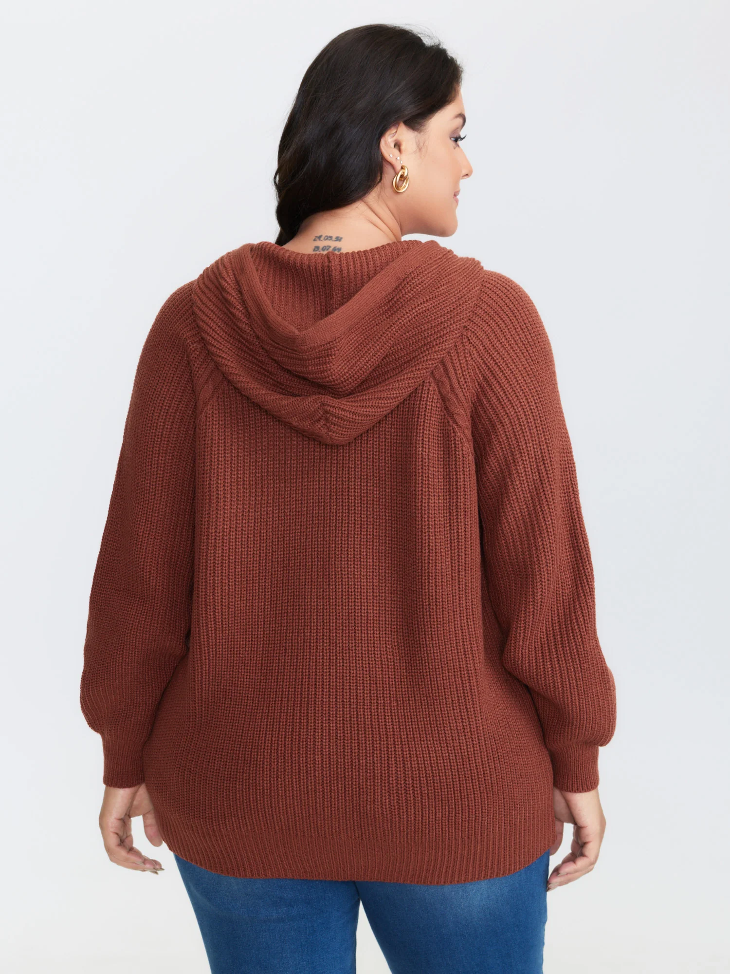Cableknit Raglan Sleeve Hooded Pullover - Image 4