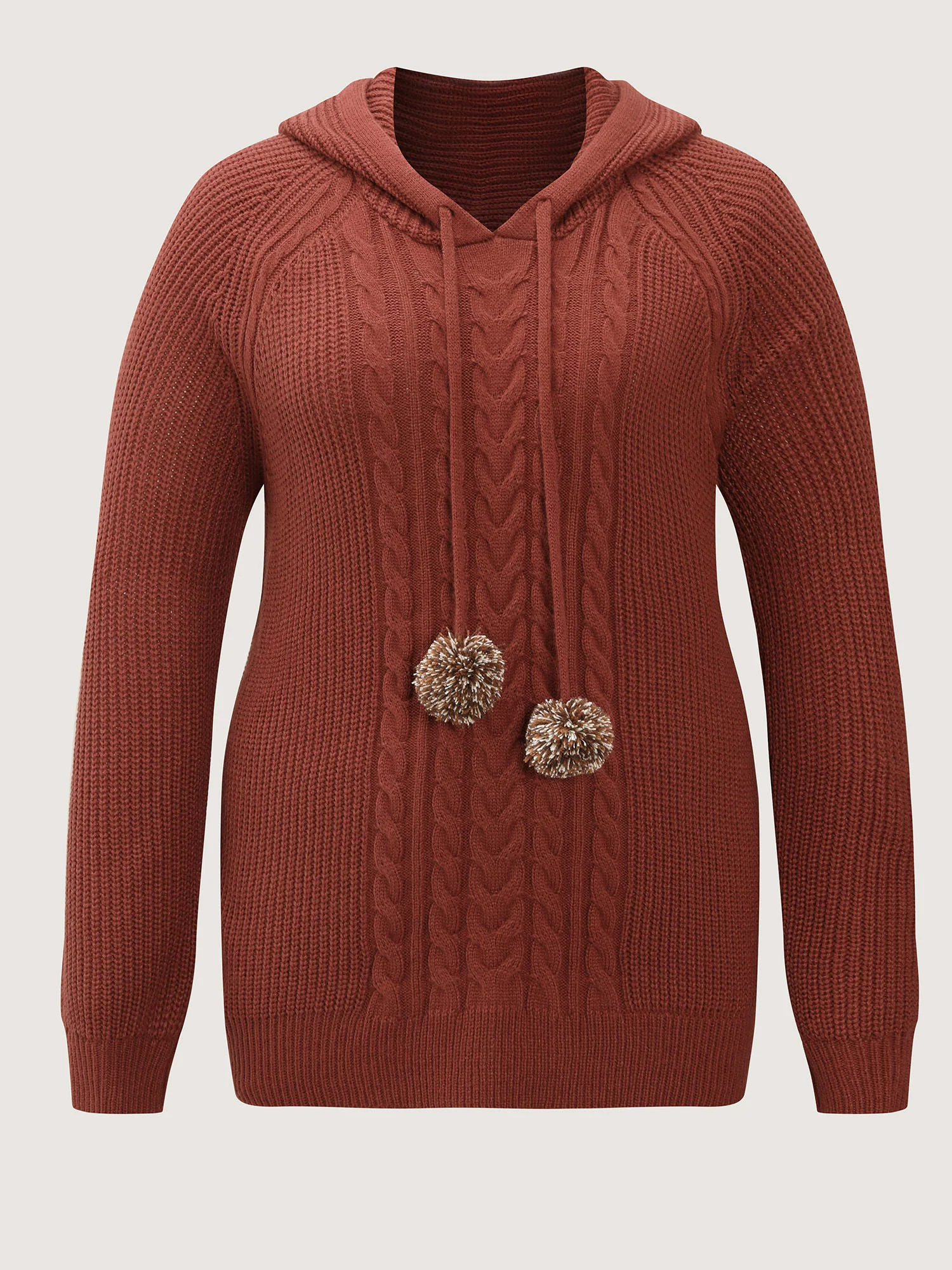 Cableknit Raglan Sleeve Hooded Pullover - Image 7
