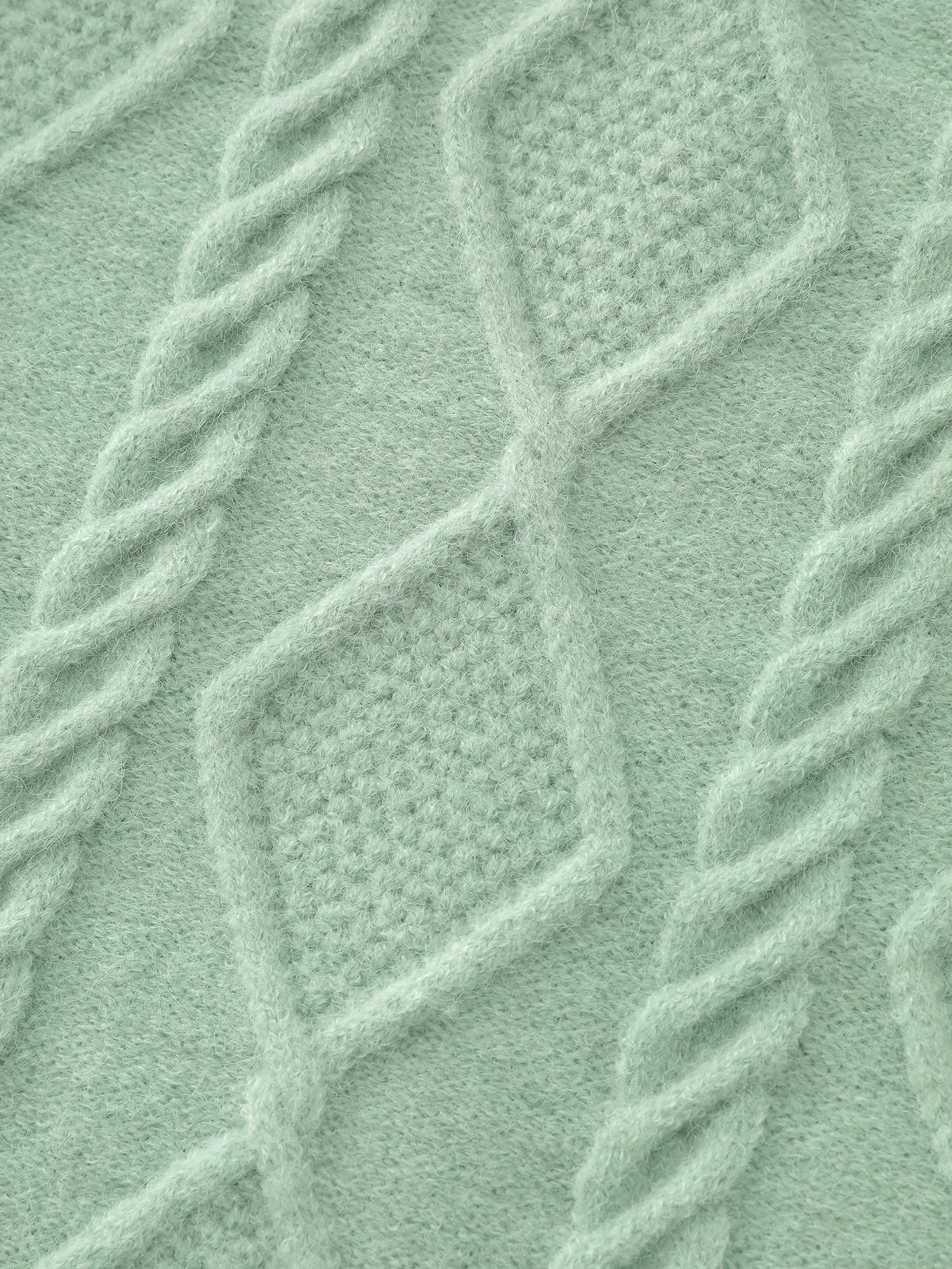 Cableknit Round Neck Ribbed Hem Pullover - Image 7