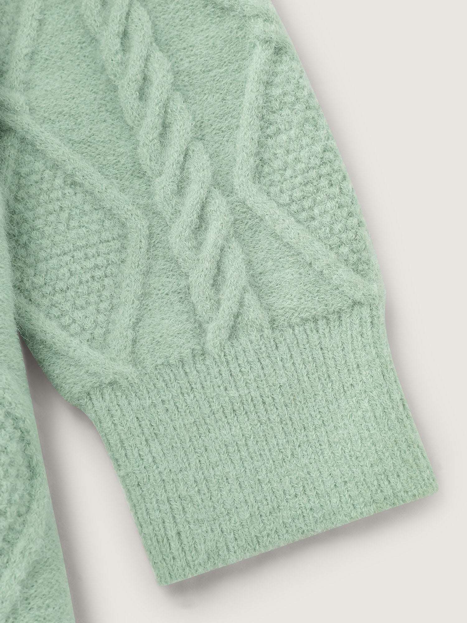 Cableknit Round Neck Ribbed Hem Pullover - Image 8