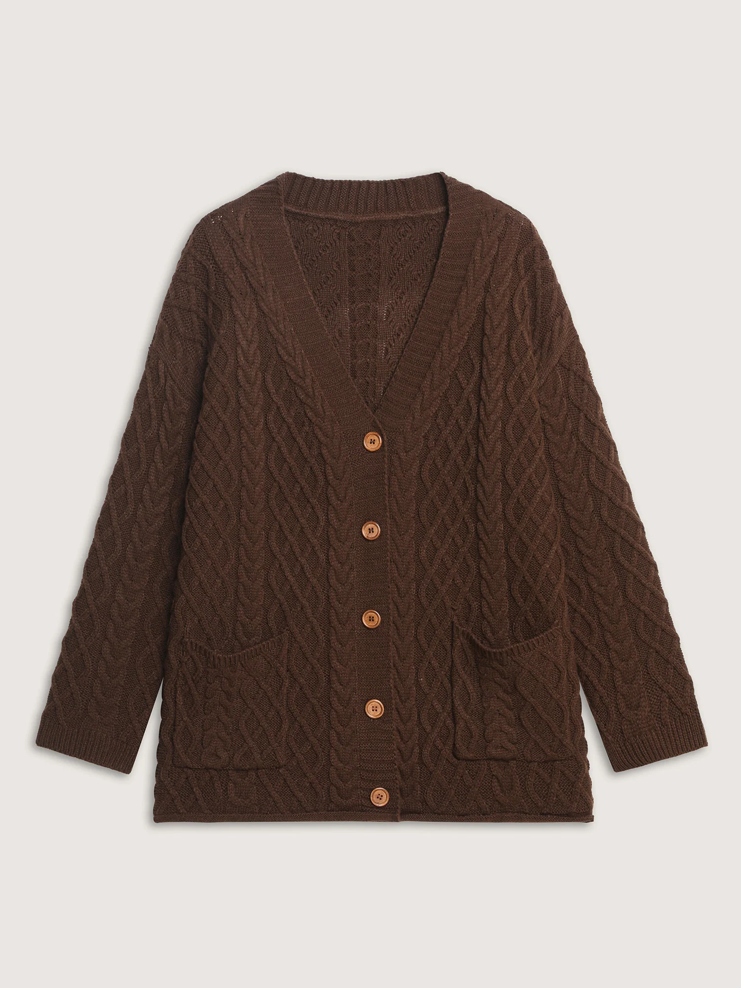 Cableknit Textured Button Pocket Knit Cardigan - Image 9