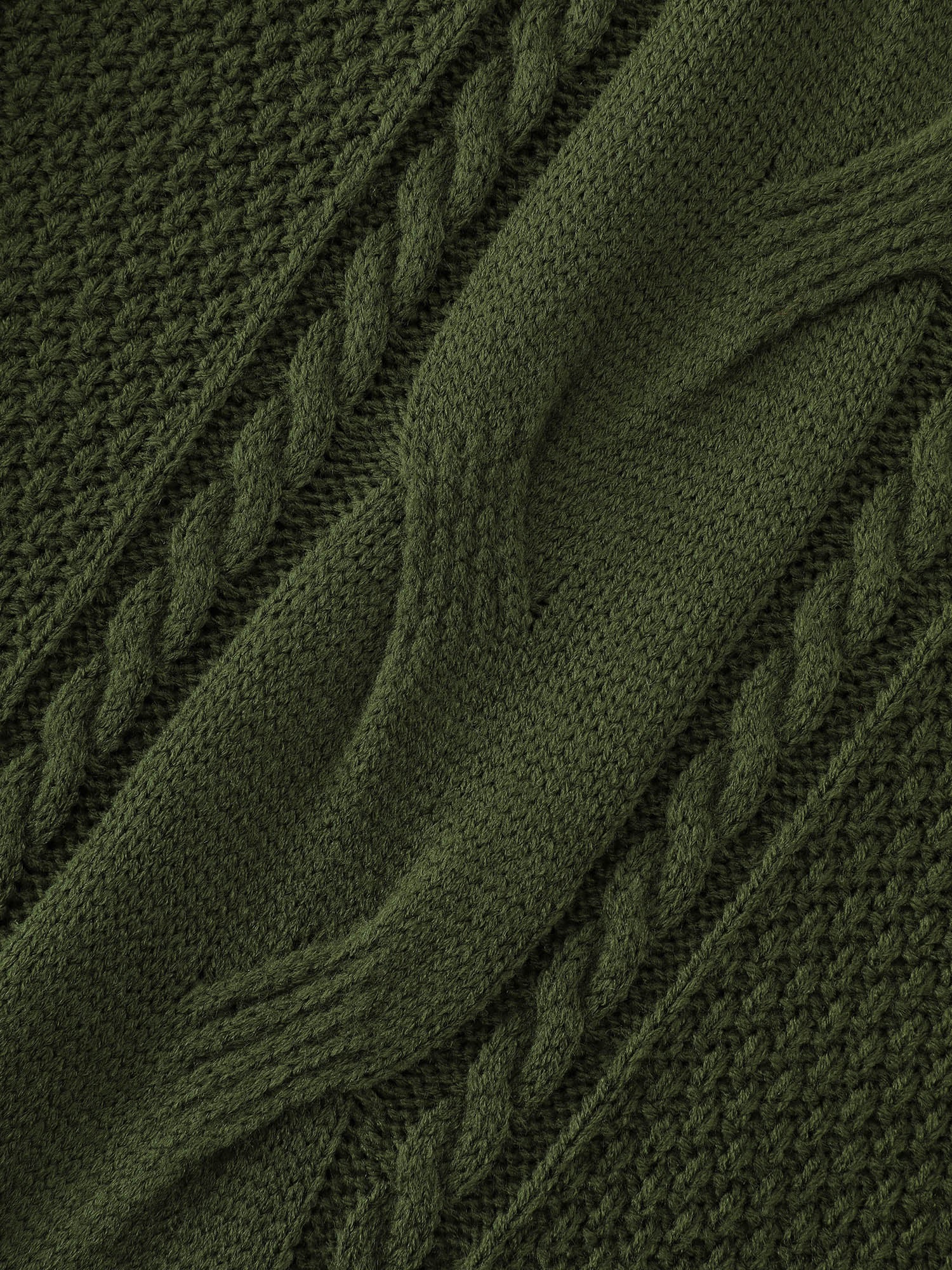 Cableknit Turtleneck Flowy Hem Pullover - Image 6