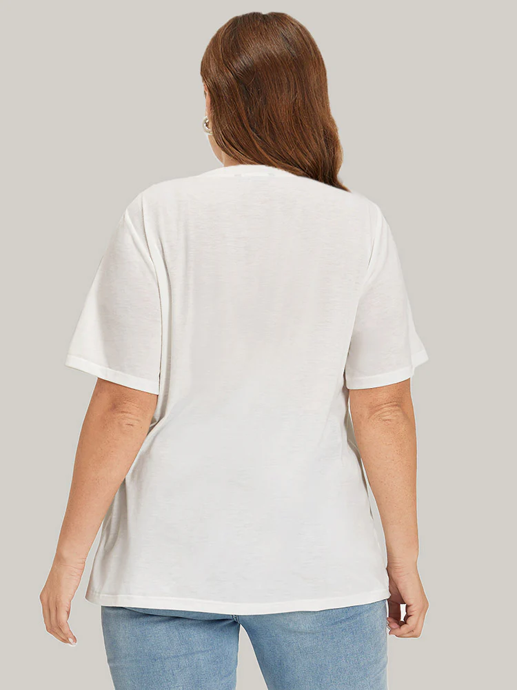 Cactus & Letter Print Crew Neck T-shirt - Image 3
