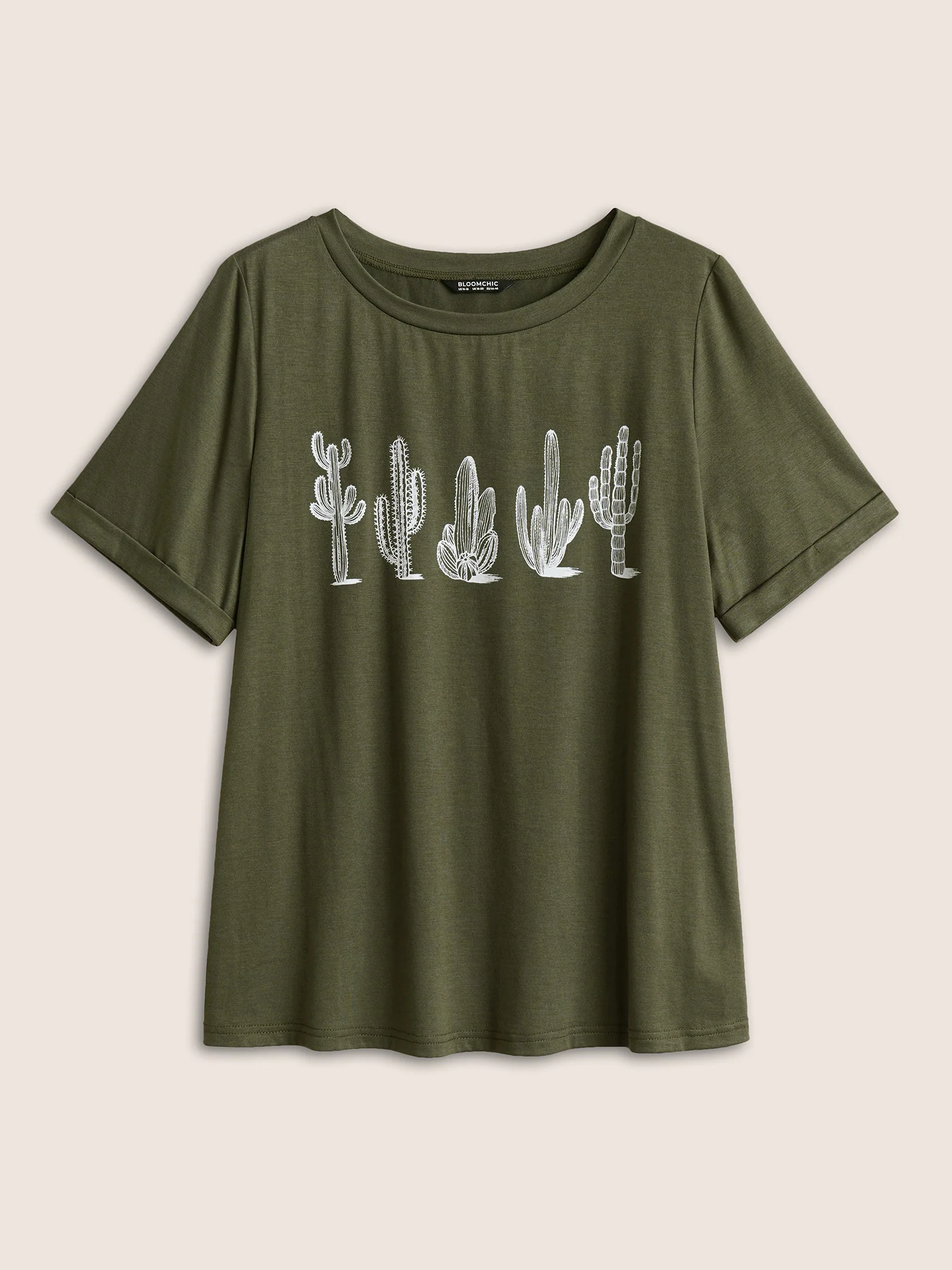 Cactus Print Crew Neck T-shirt - Image 6